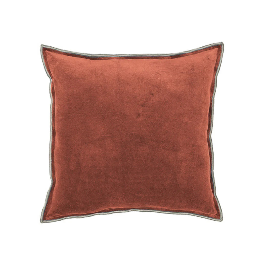 Eclipse soft plush velvet cushion with contrast trim 60 x 60cm Rose