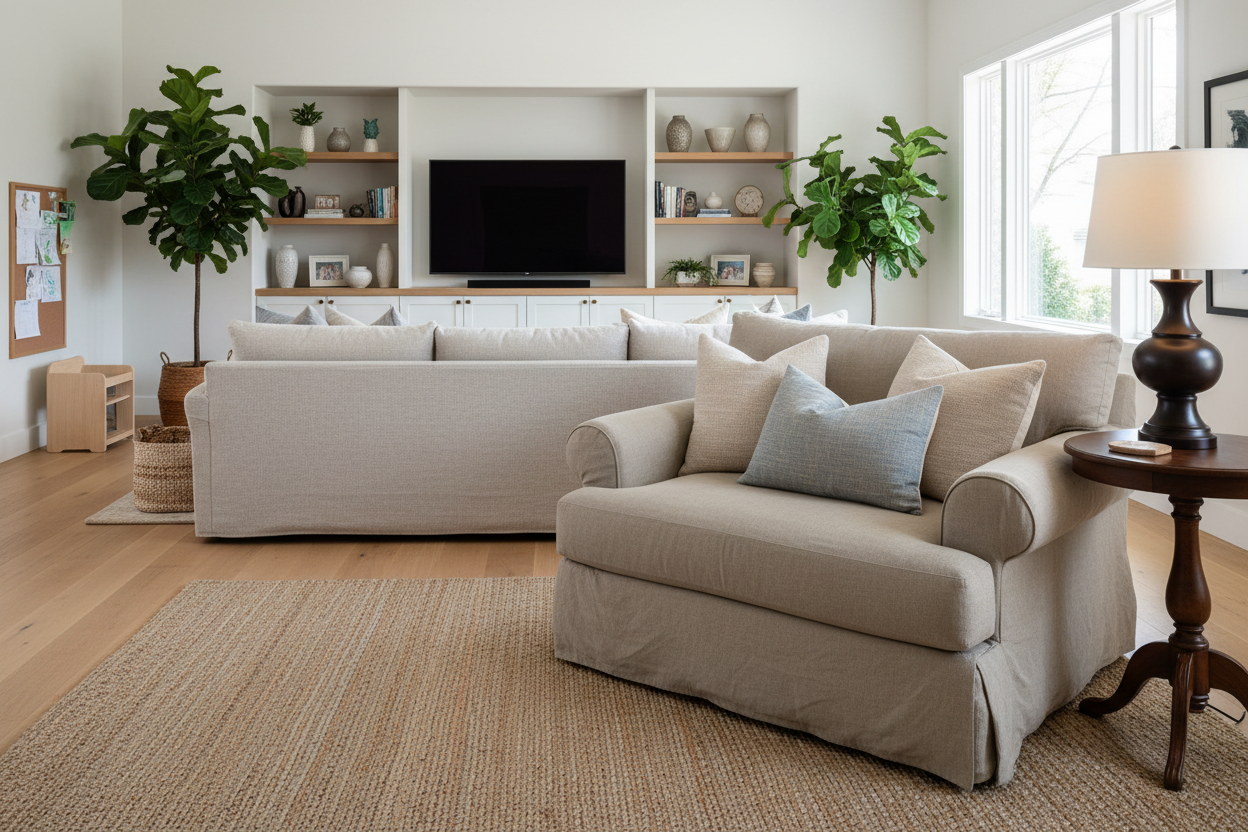 large armchair in a family room
