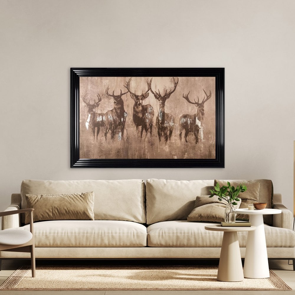 XL Stag Family framed wall art 75 x 115cm
