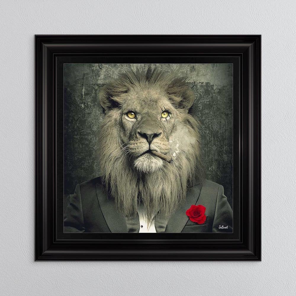 Sylvain Binet Lion Mafia framed art 90cm x 90cm