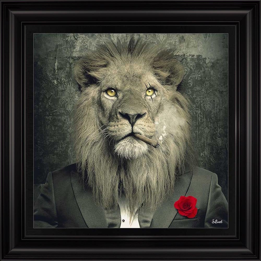 Sylvain Binet Lion Mafia framed art 90cm x 90cm