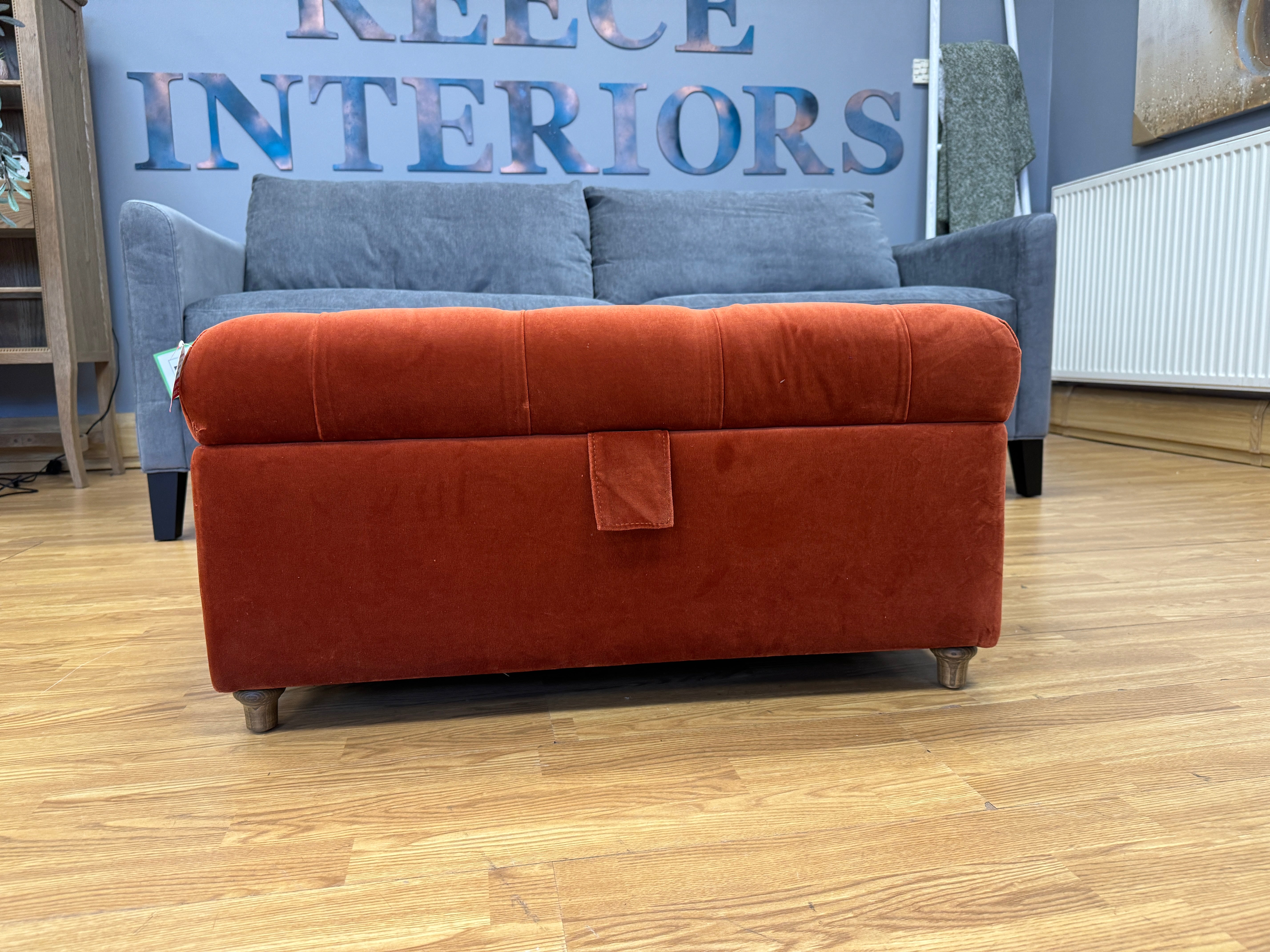 Valentin square storage button top footstool in Moroccan Spice