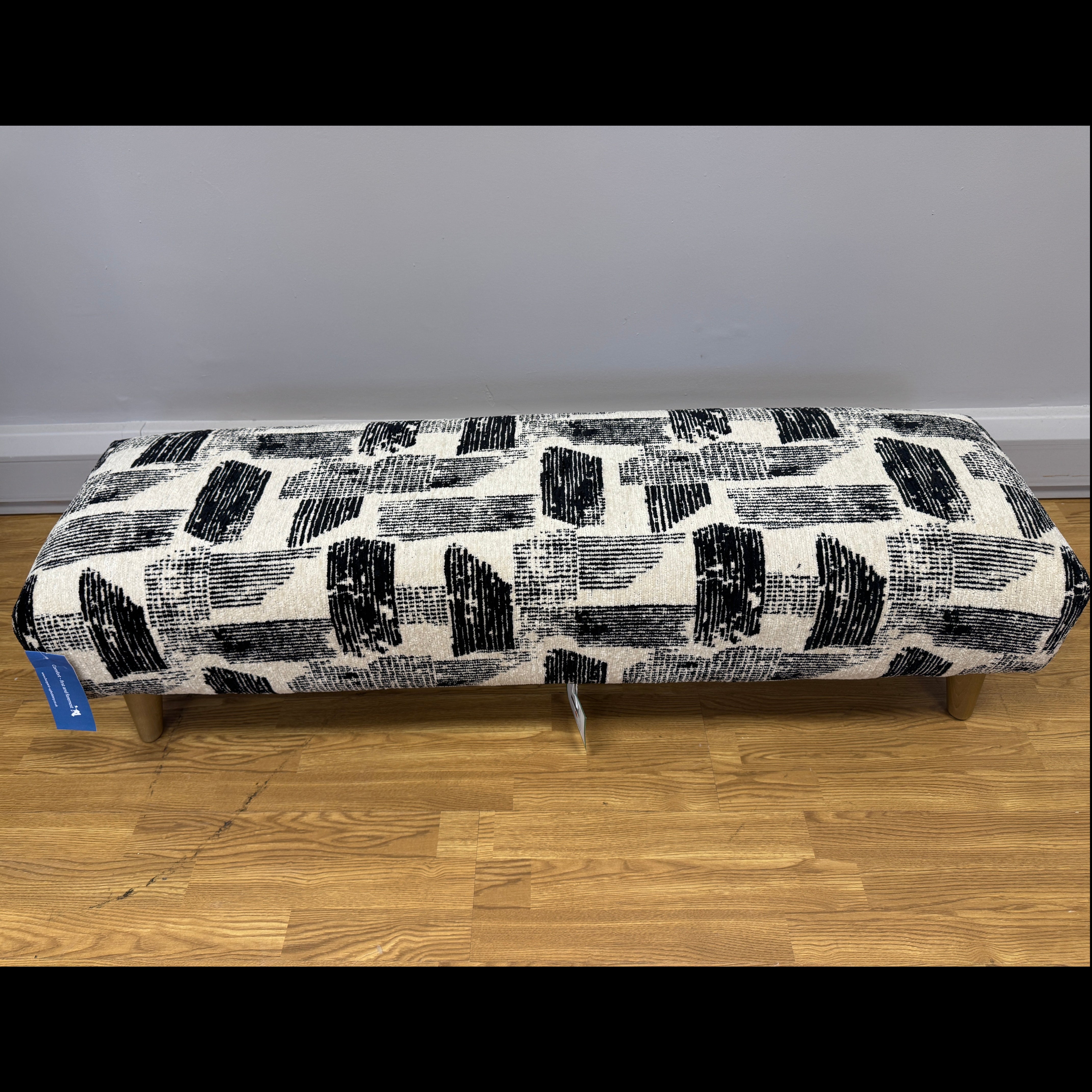 James long bench padded footstool in Maverick Mono fabric