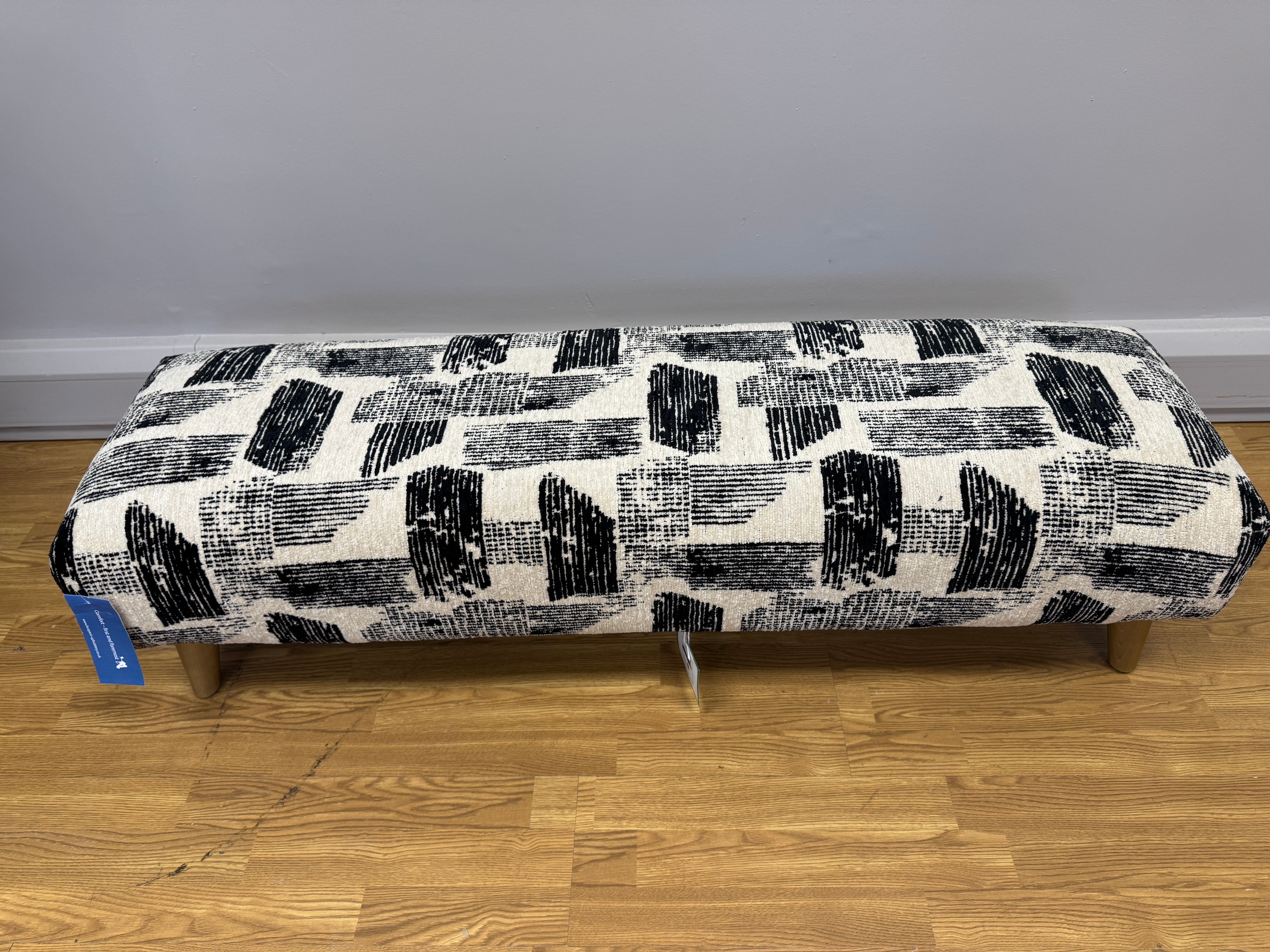 James long bench padded footstool in Maverick Mono fabric