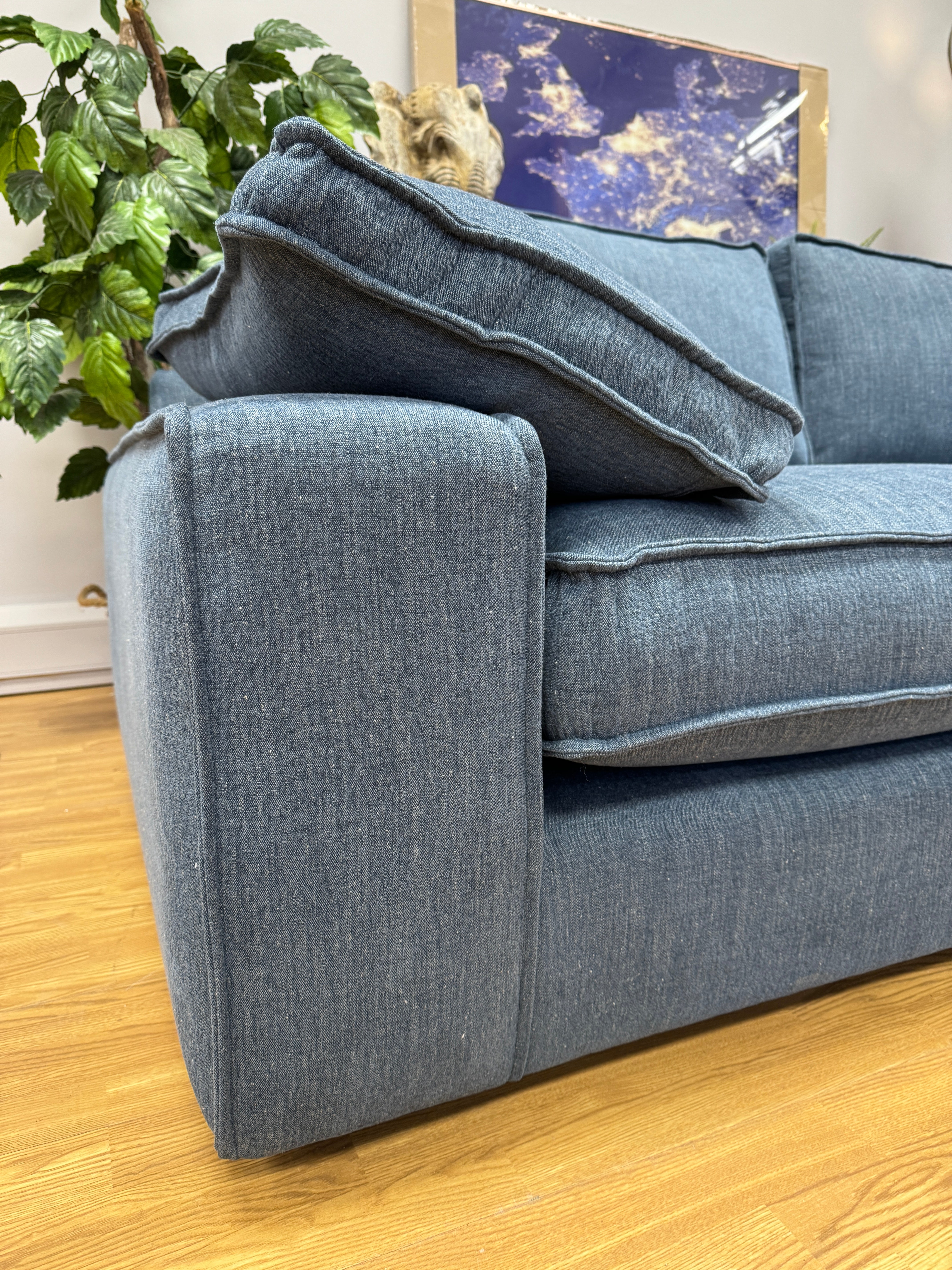 Aspen 3 piece right facing corner sofa in Kingham Waves (denim blue) fabric