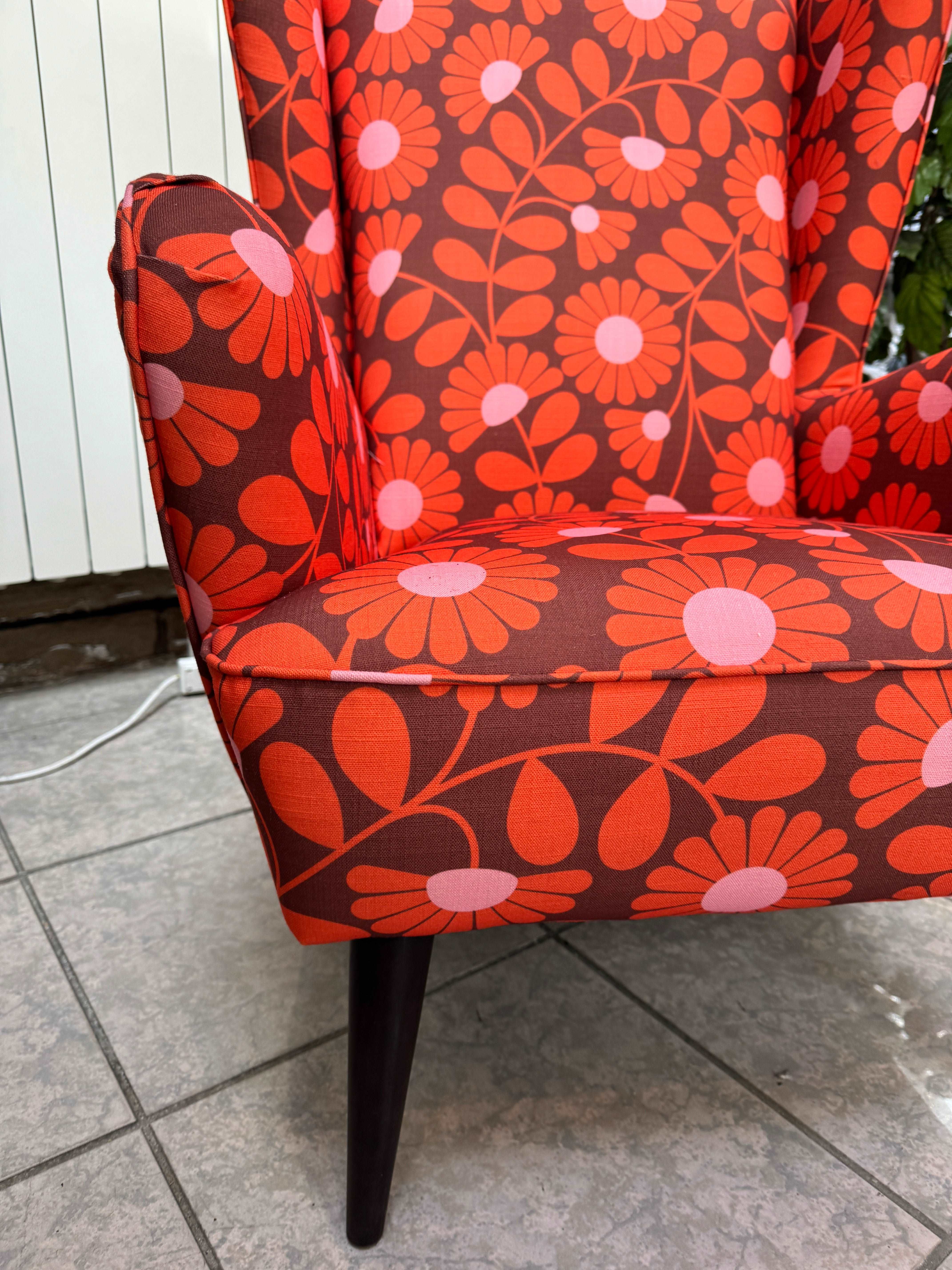 Alma large wingback armchair in Kimono stem paprika fabric - RRP £1219