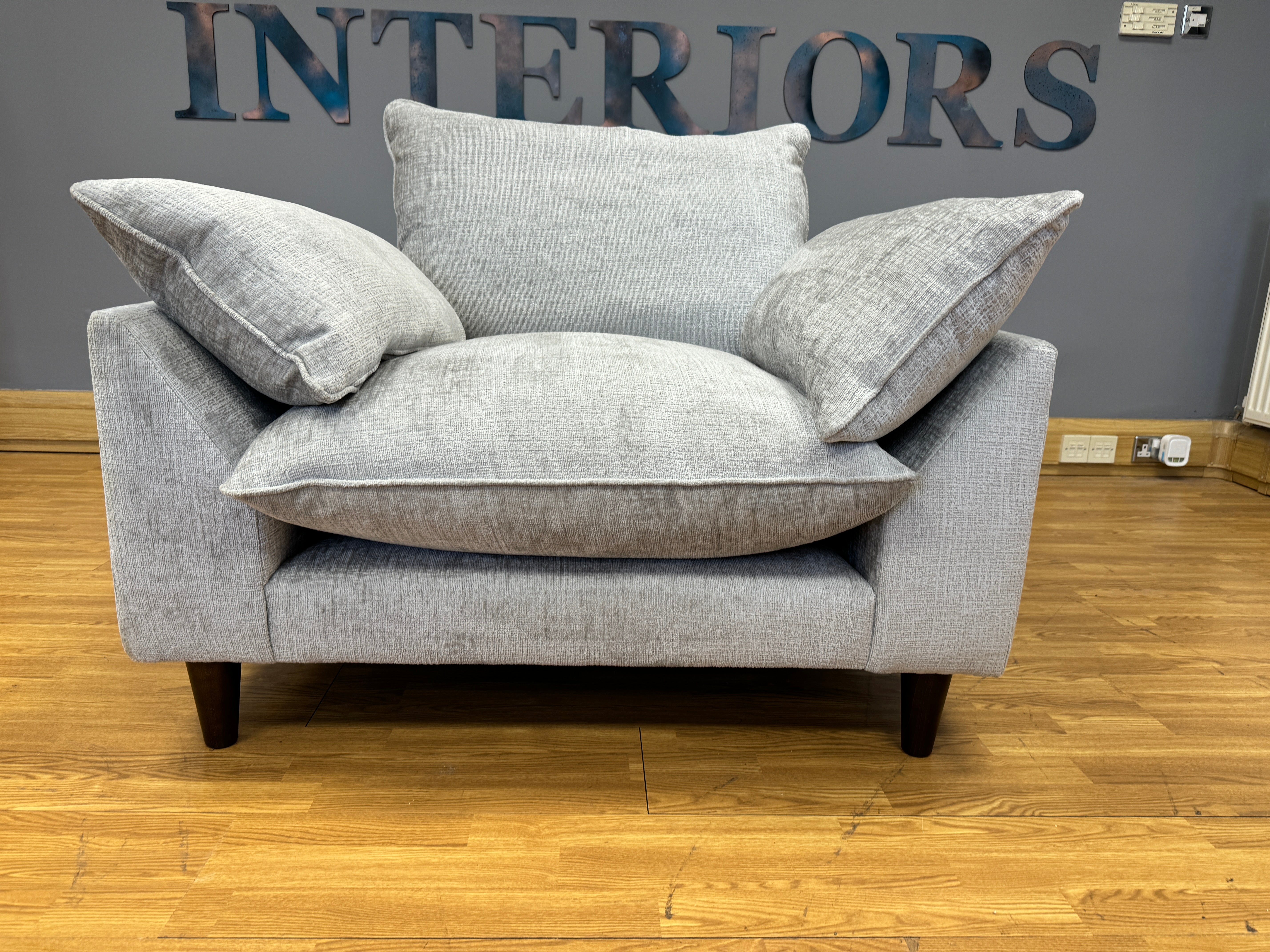 Loaf Slow Riser oversized armchair in Silver textured chenille