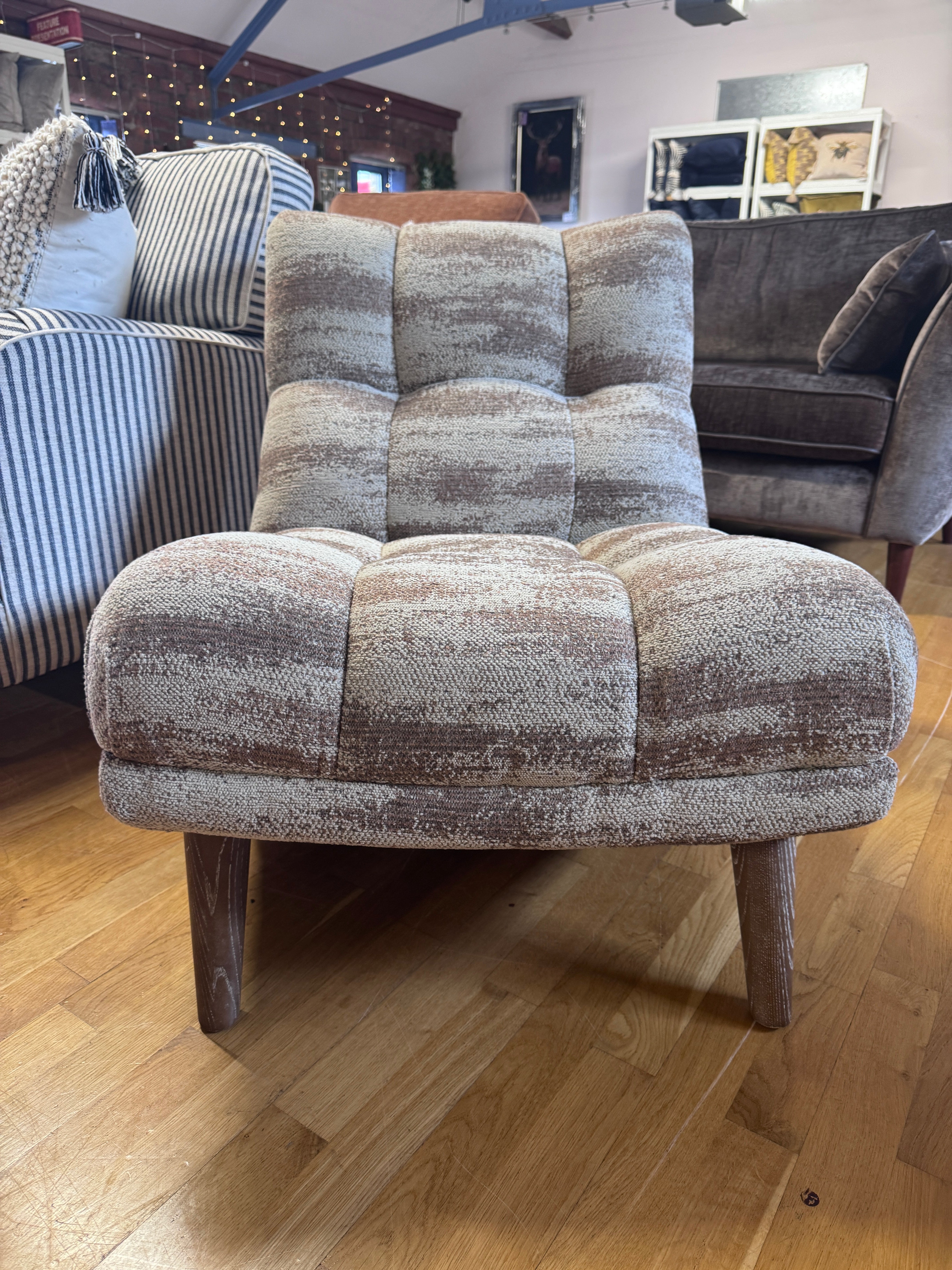 At the Helm Paolo armless accent chair in natural and terracotta