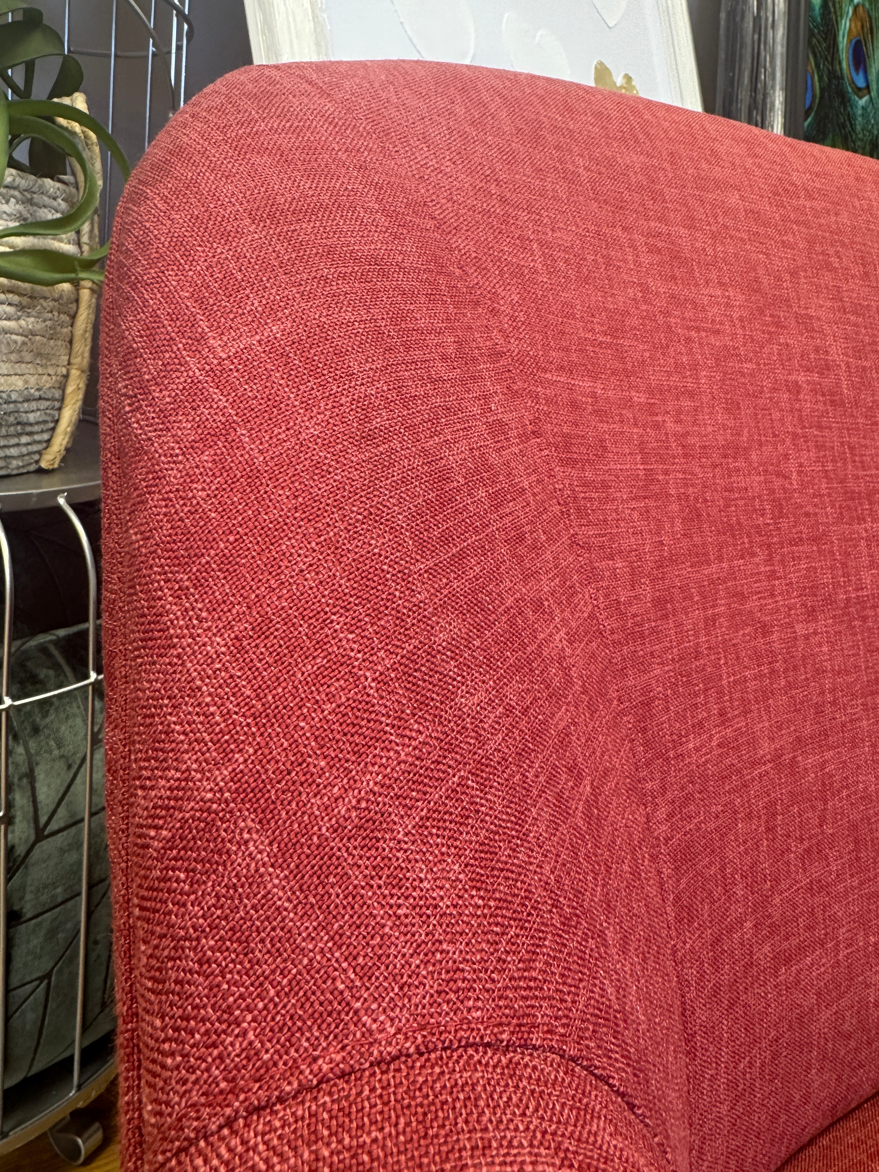 Souffle 3 seater sprung seat sofa in Raspberry red weave fabric
