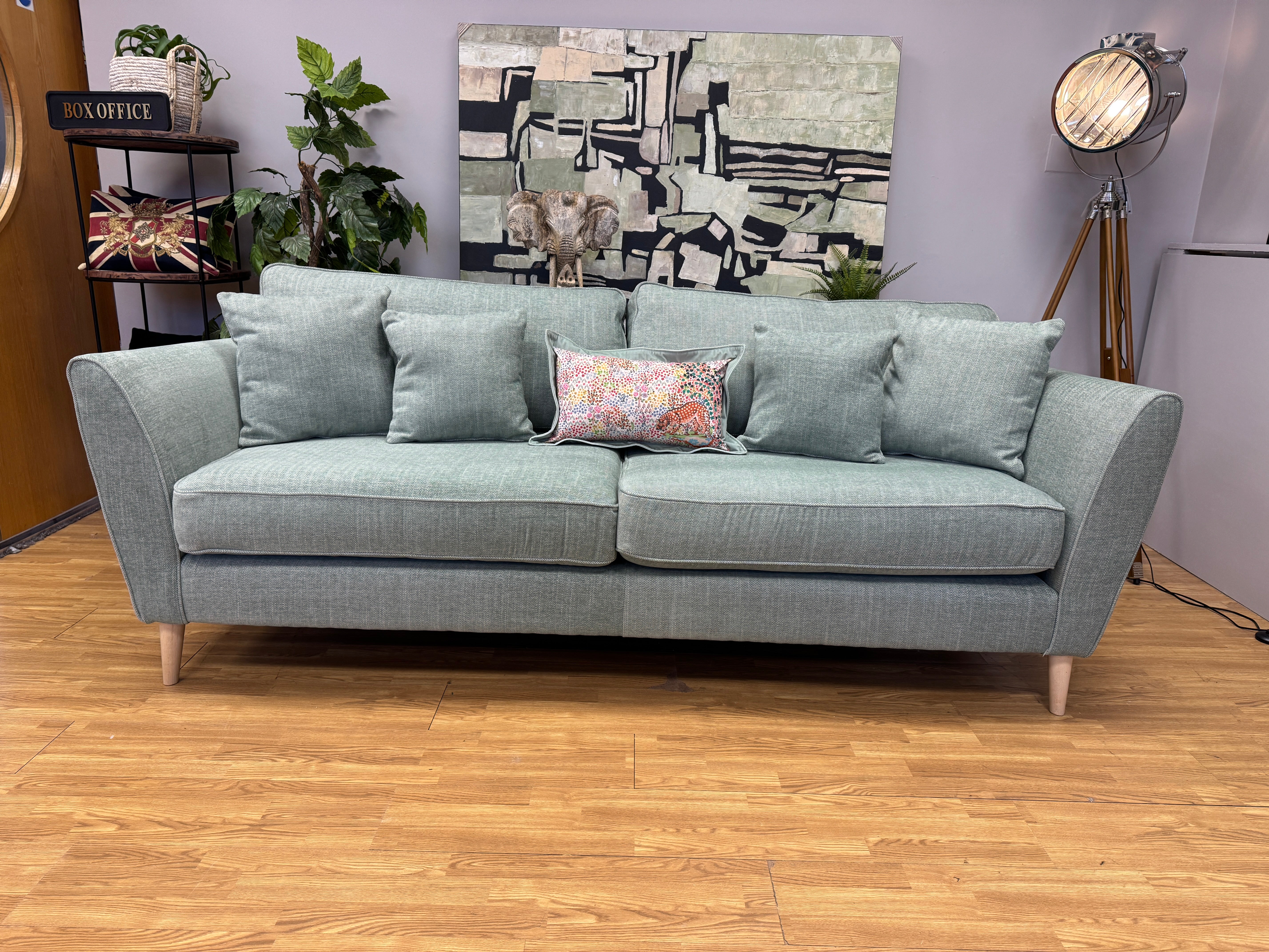 Sofology Canterbury 4 seater sofa in Delta Green Herringbone