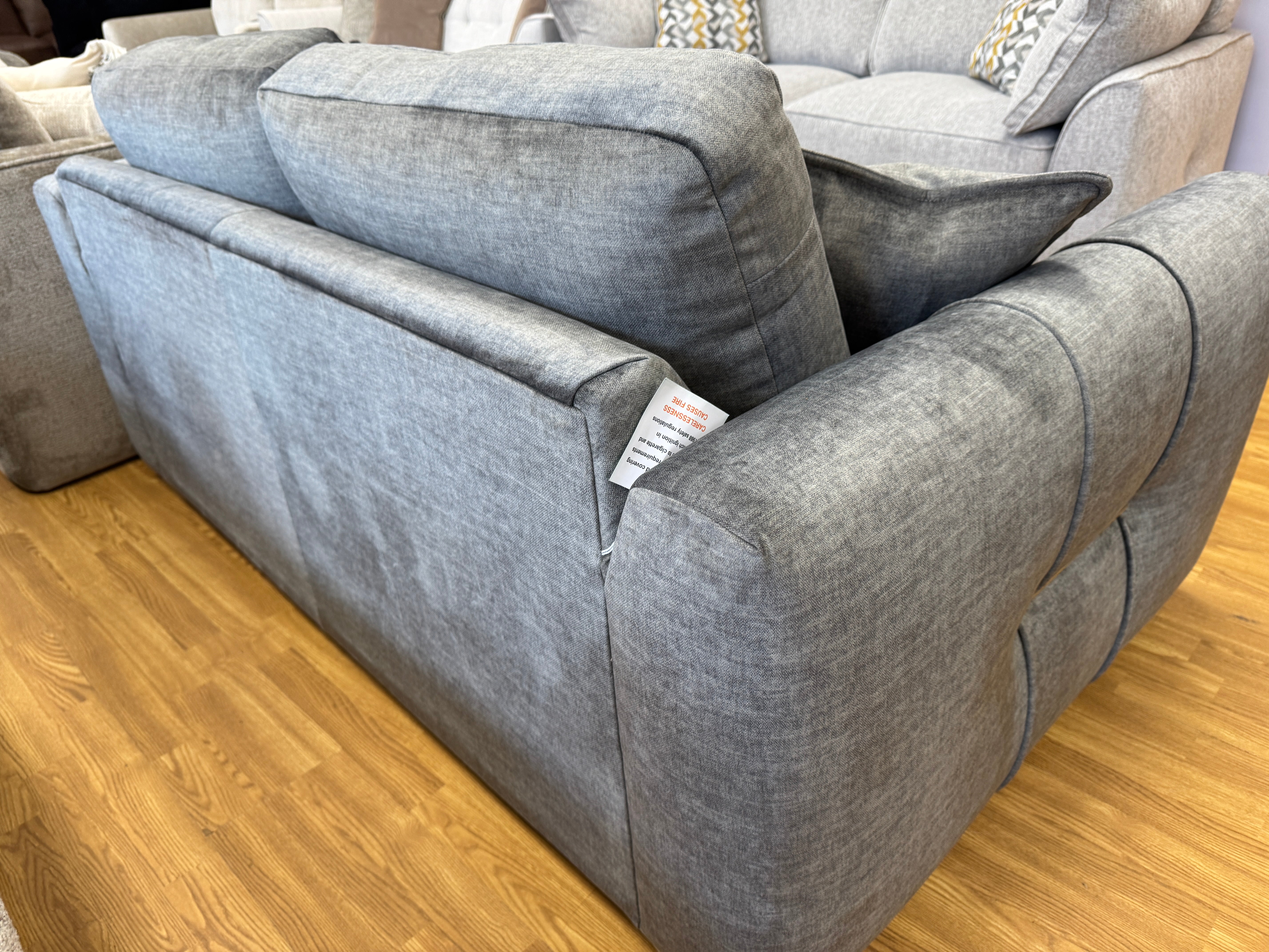Kingham 2 seater sofa in Dalia dark grey velvet fabric