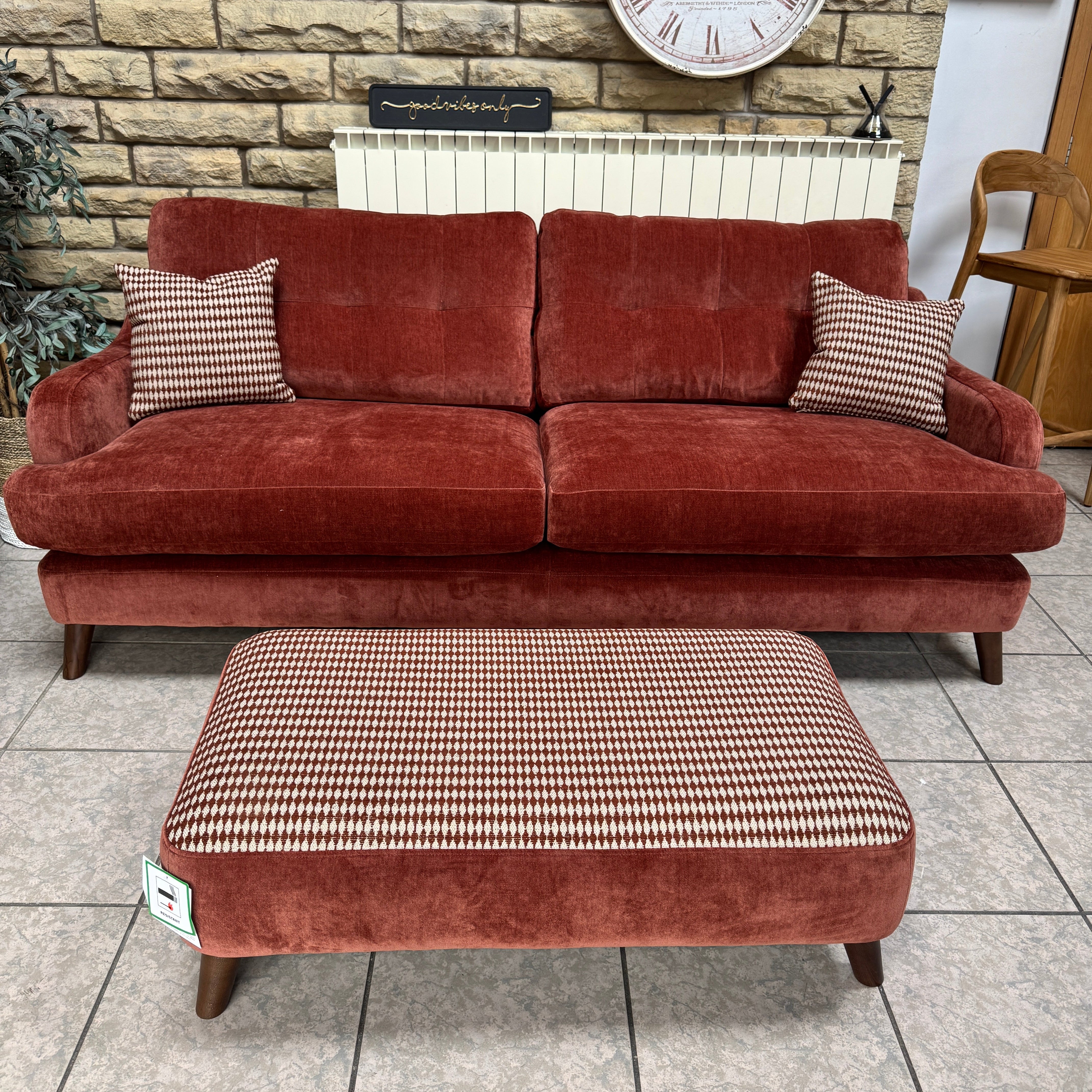 Loften large 3 seater standard back sofa in Witton Brick chenille