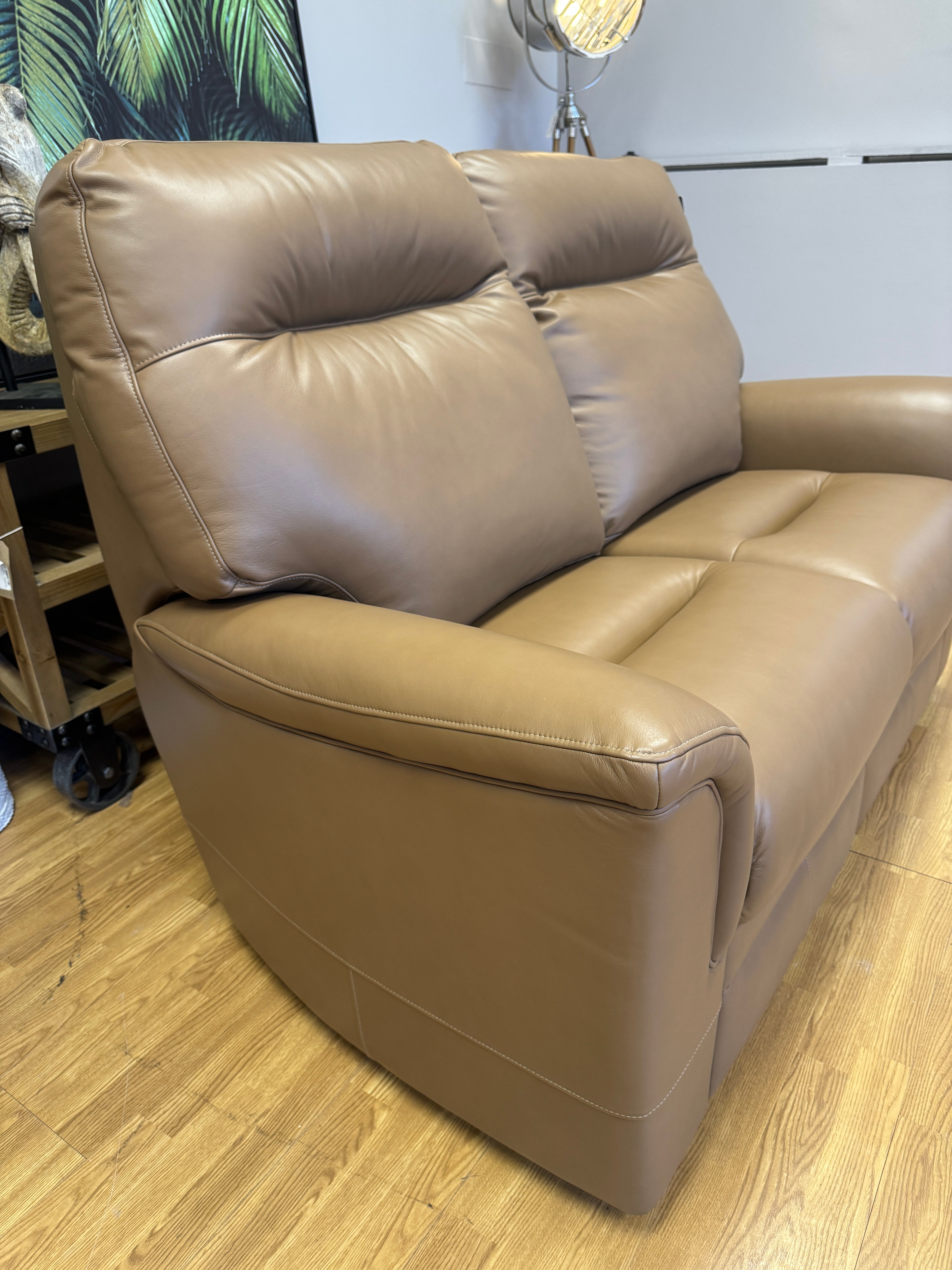 Parker Knoll Hudson 2 seater sofa in soft caramel brown leather