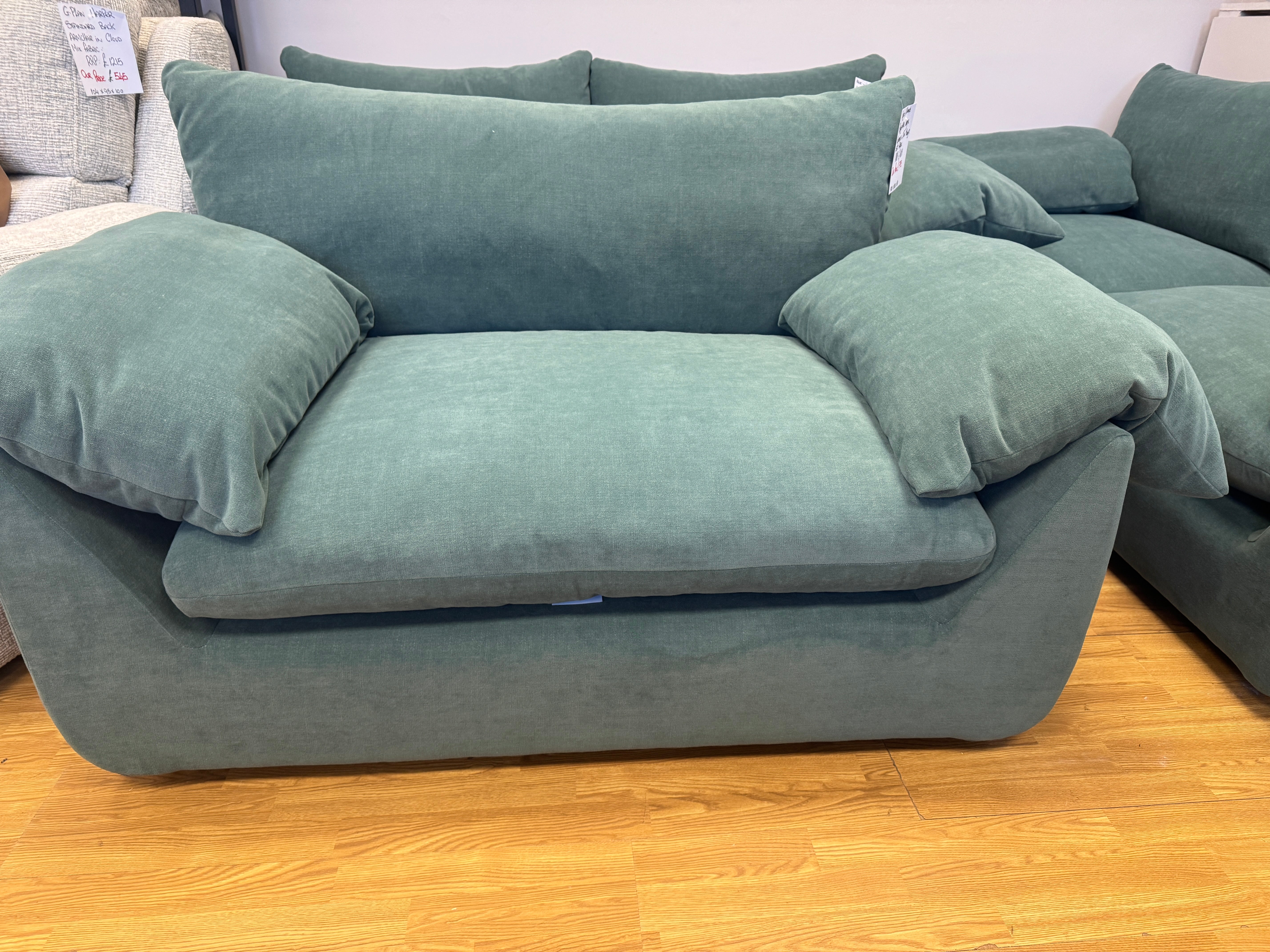 Bayside Large Loveseat in Teal Midnight soft fabric