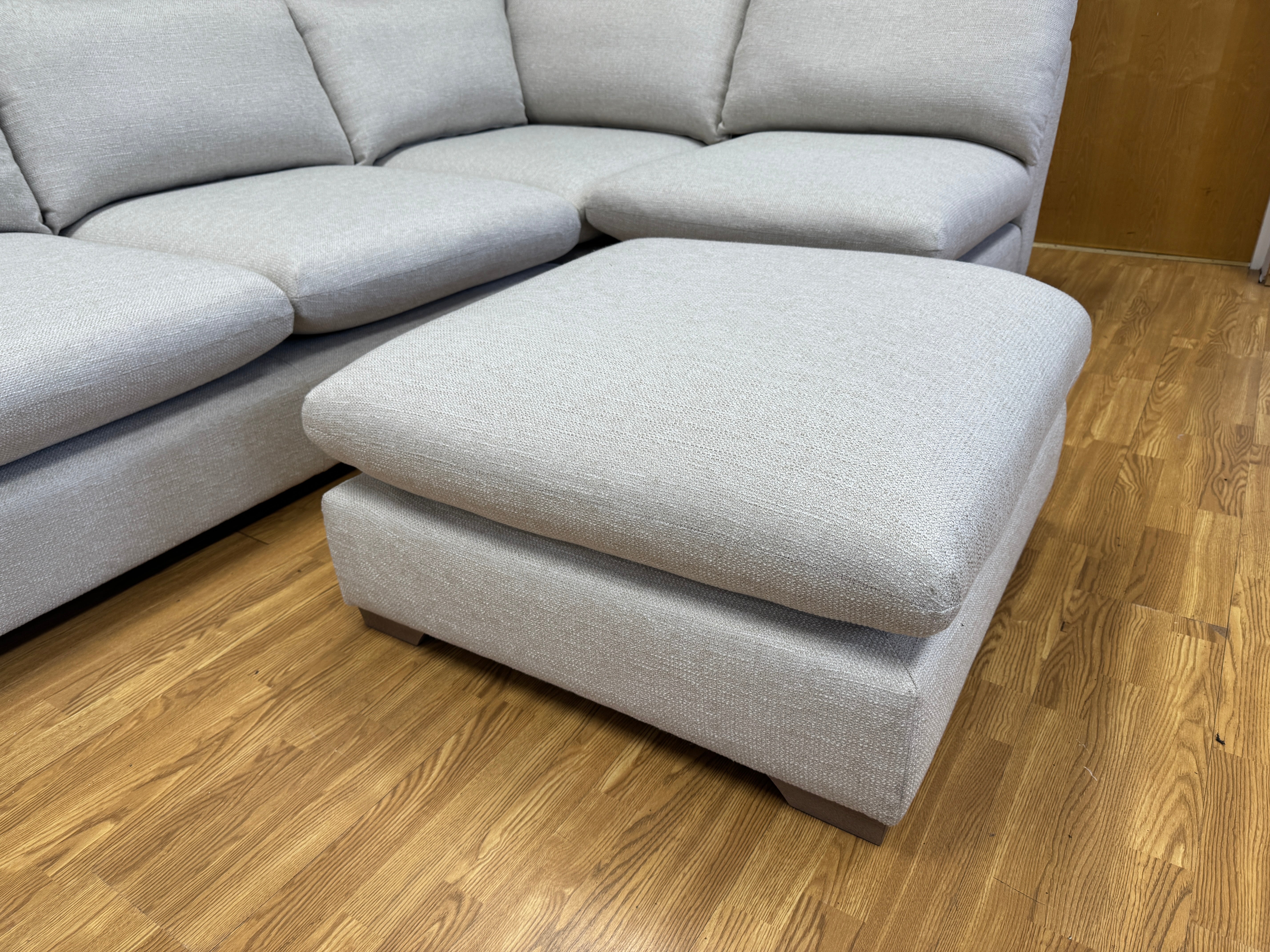 Hampton 3 piece right facing corner sofa & footstool in natural soft weave