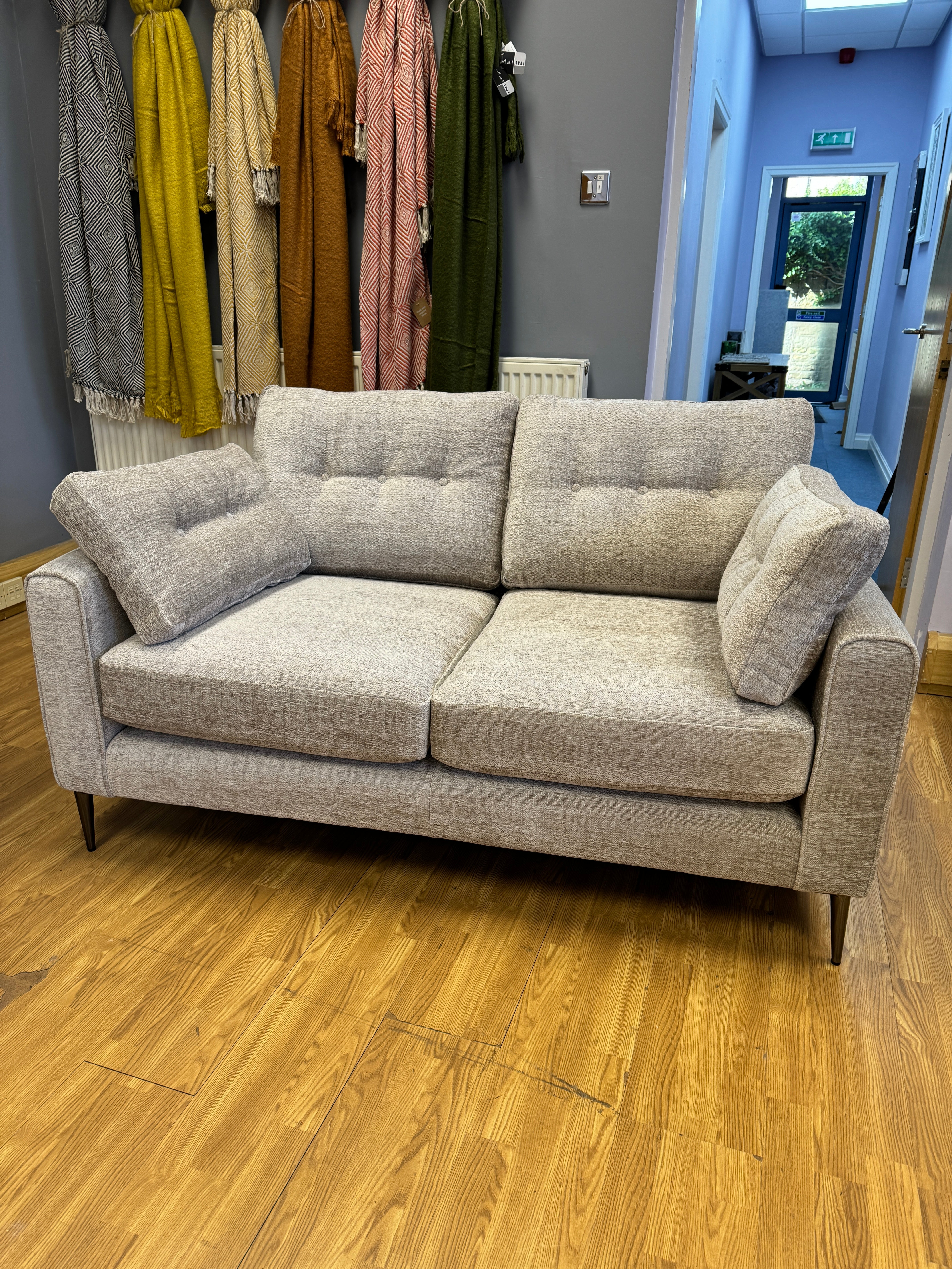 MAYA 2 seater standard back sofa in Stella taupe chenille fabric