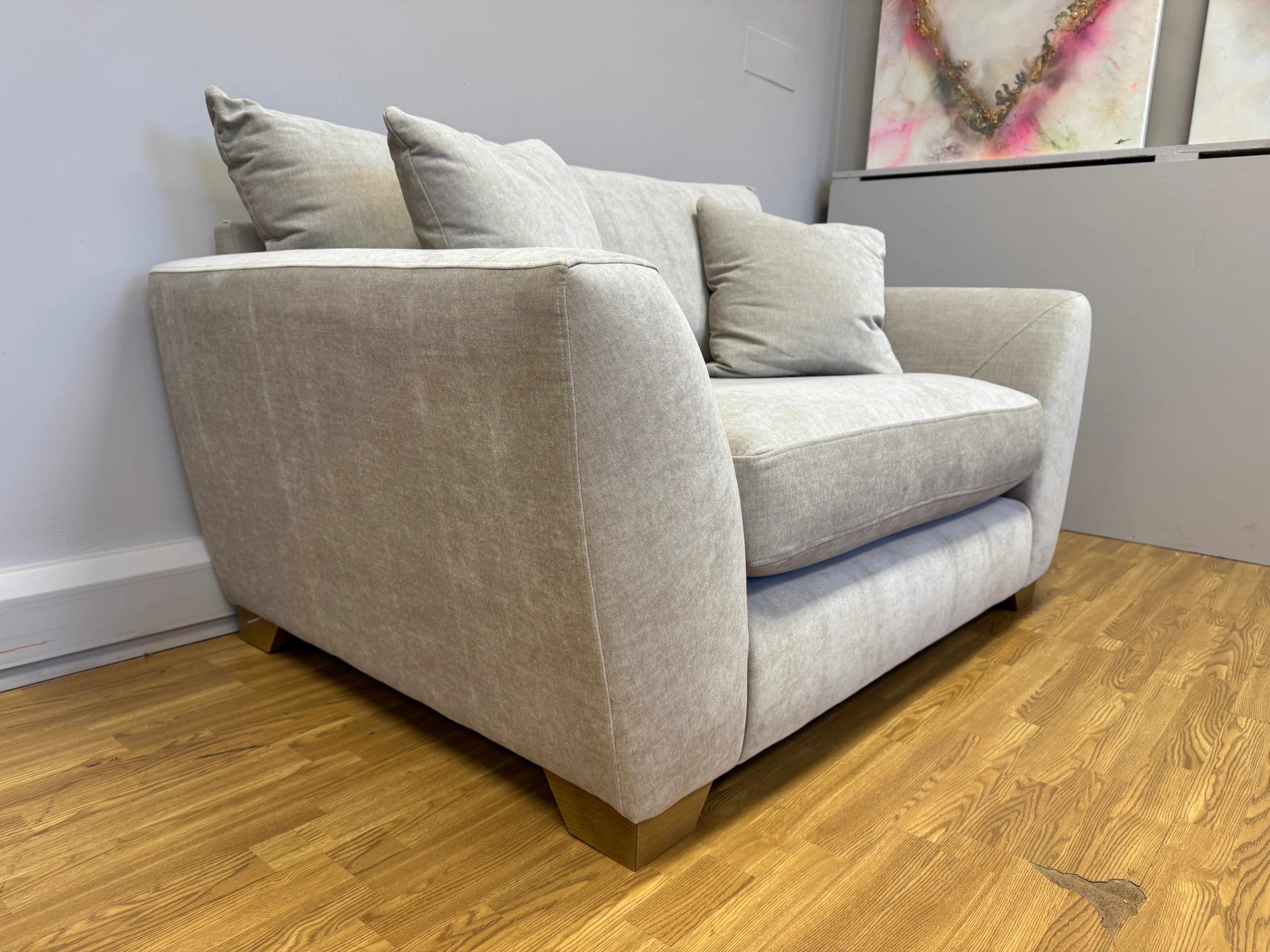 Mala large loveseat in Ellis Bamboo brushed cotton fabric