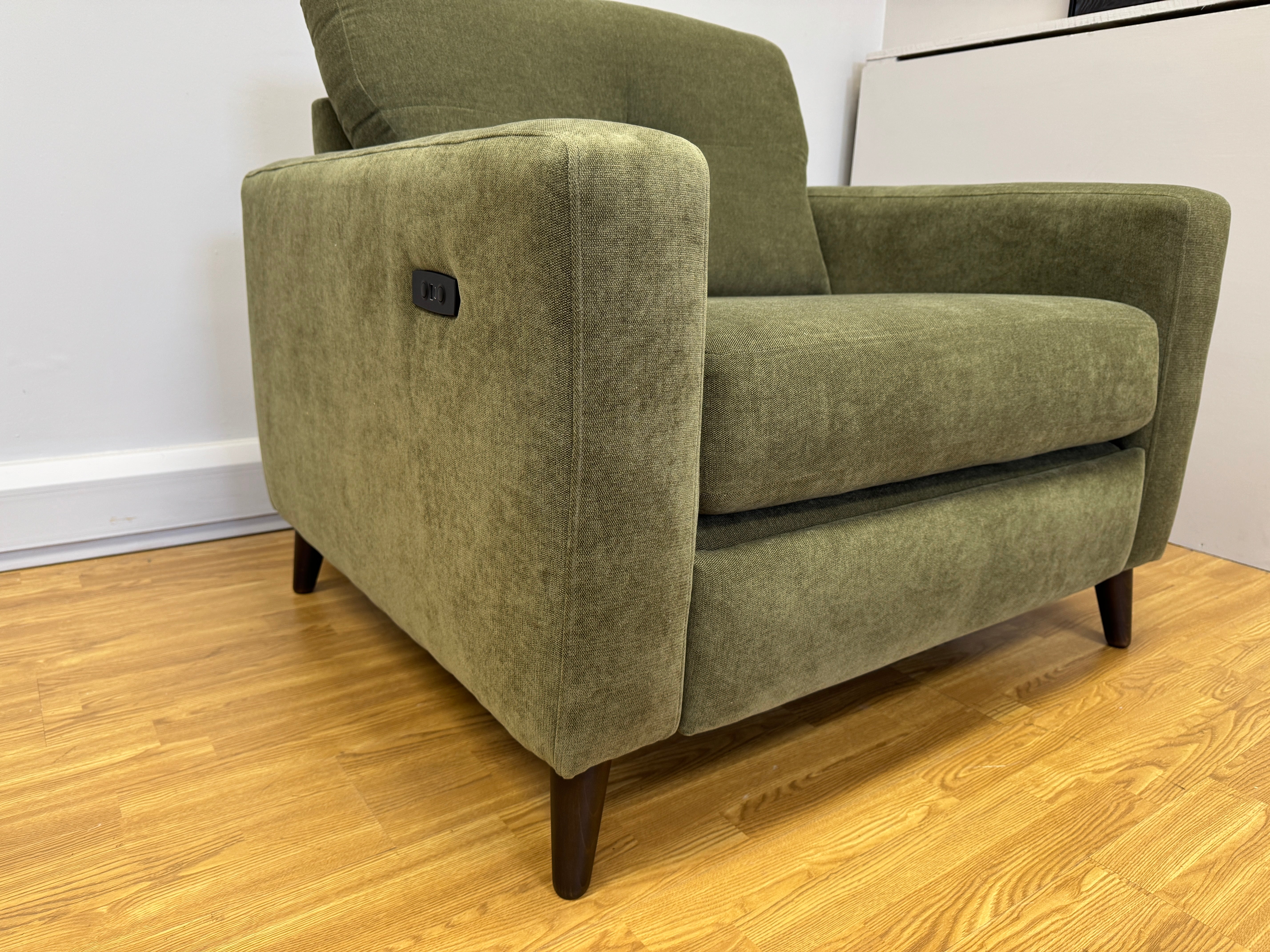 Lilly Easy Lounger accent chair with electric footrest in Freya Palmer green fabric
