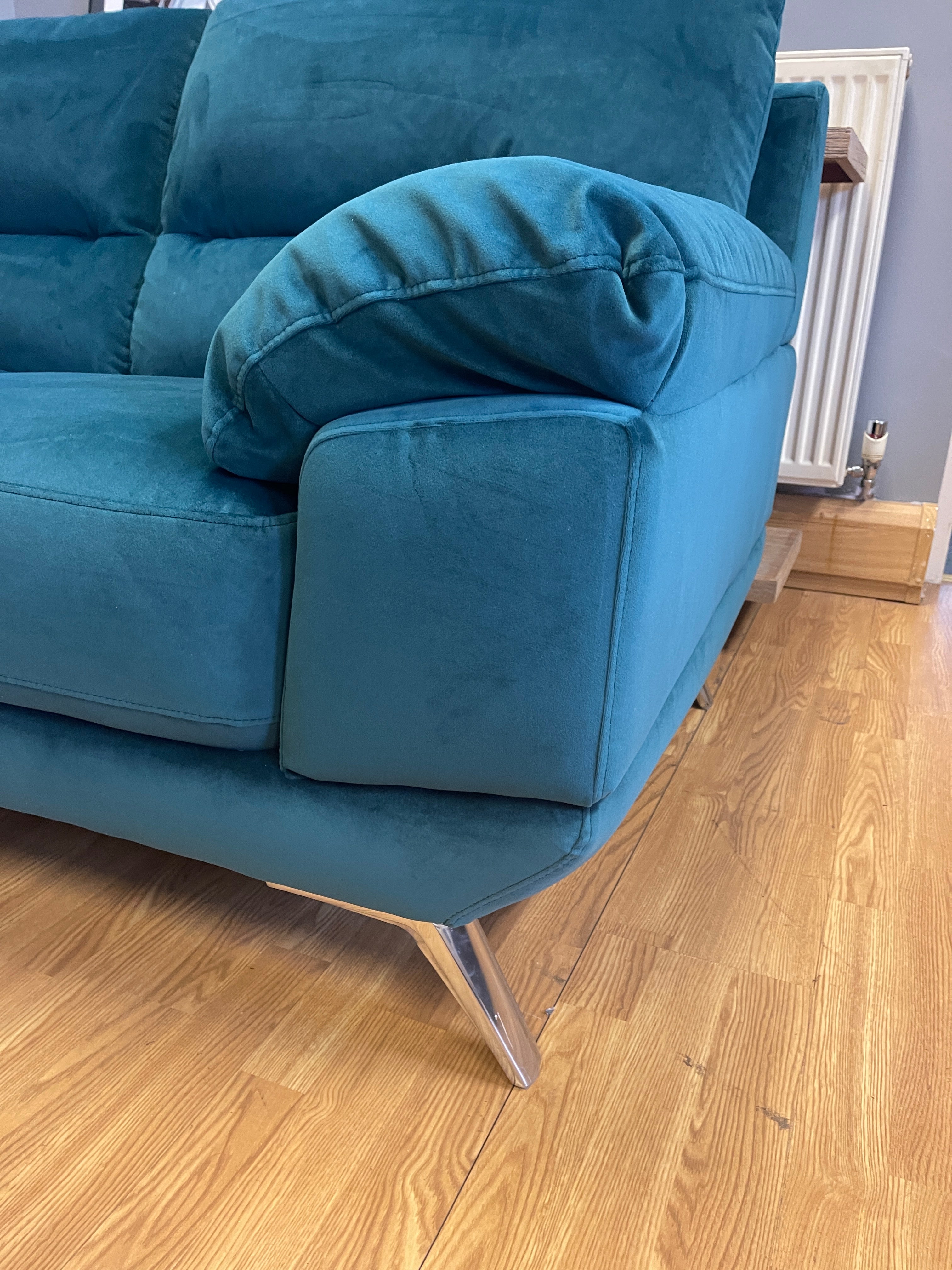 Starlight express 2 seater high back sofa in teal / lagoon velvet