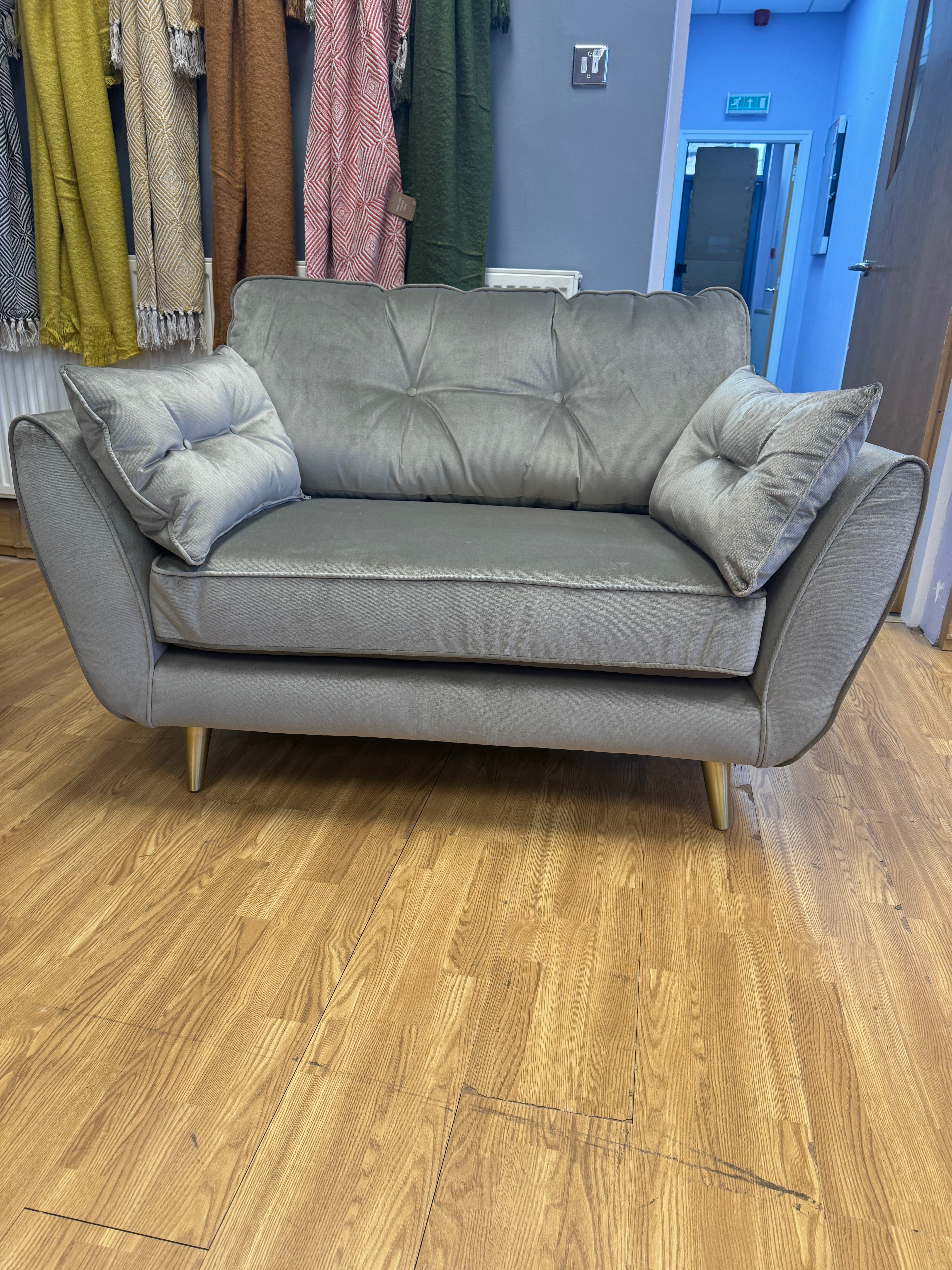 Zinc loveseat in Malta taupe velvet