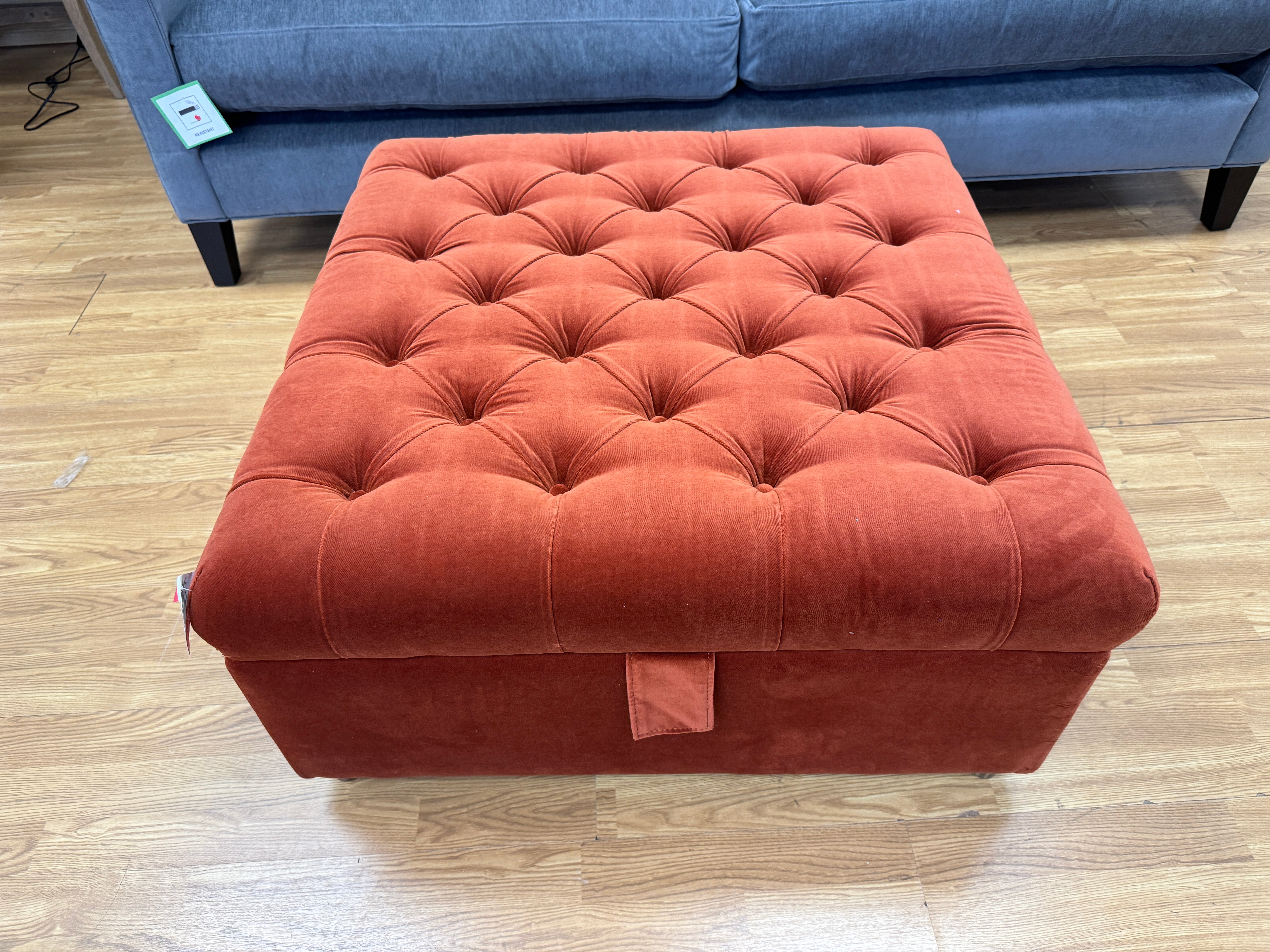 VALENTIN large square storage button top footstool in Moroccan Spice