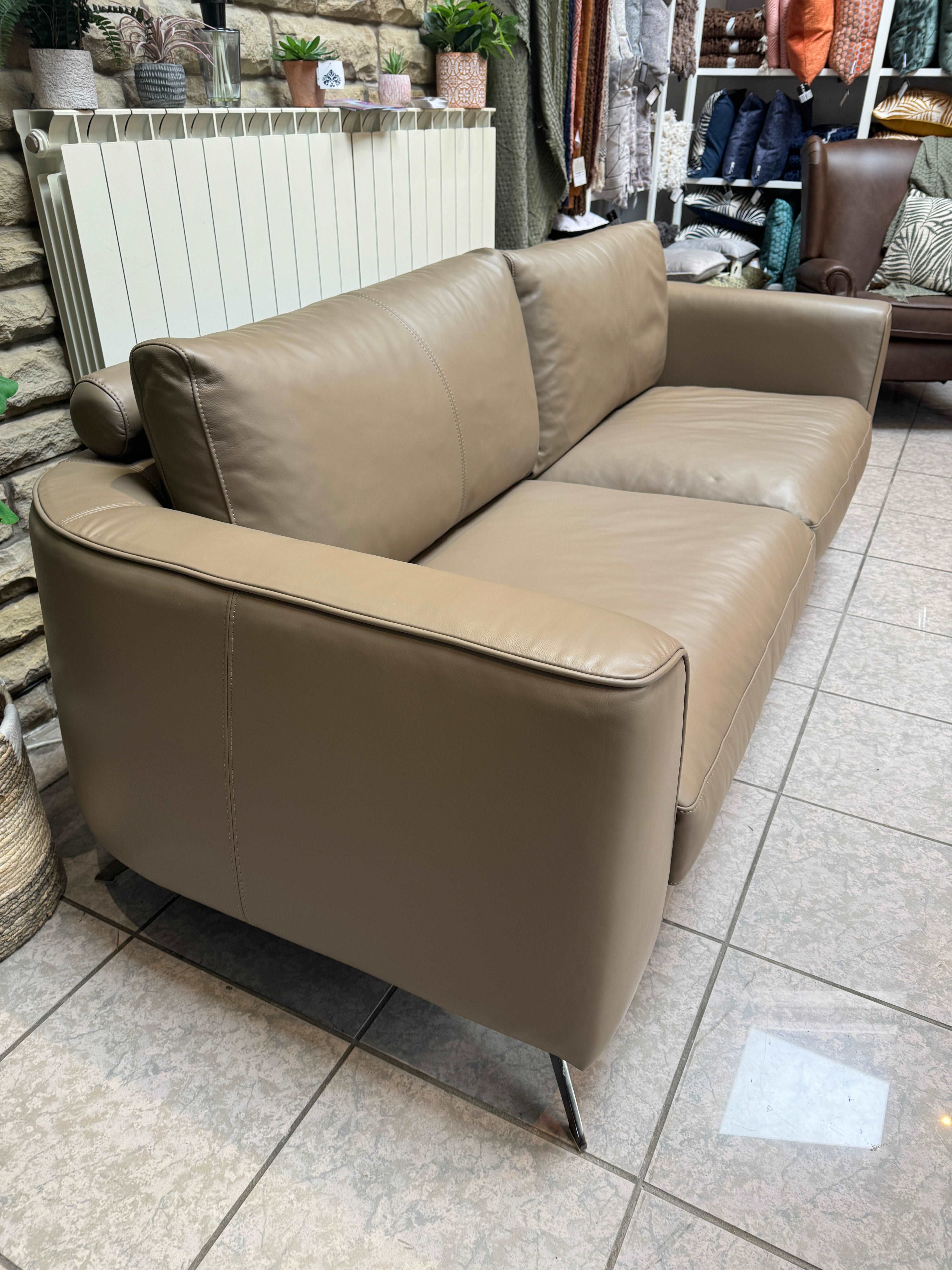 FABBRICA Marin large 4 seater sofa in taupe Italian leather