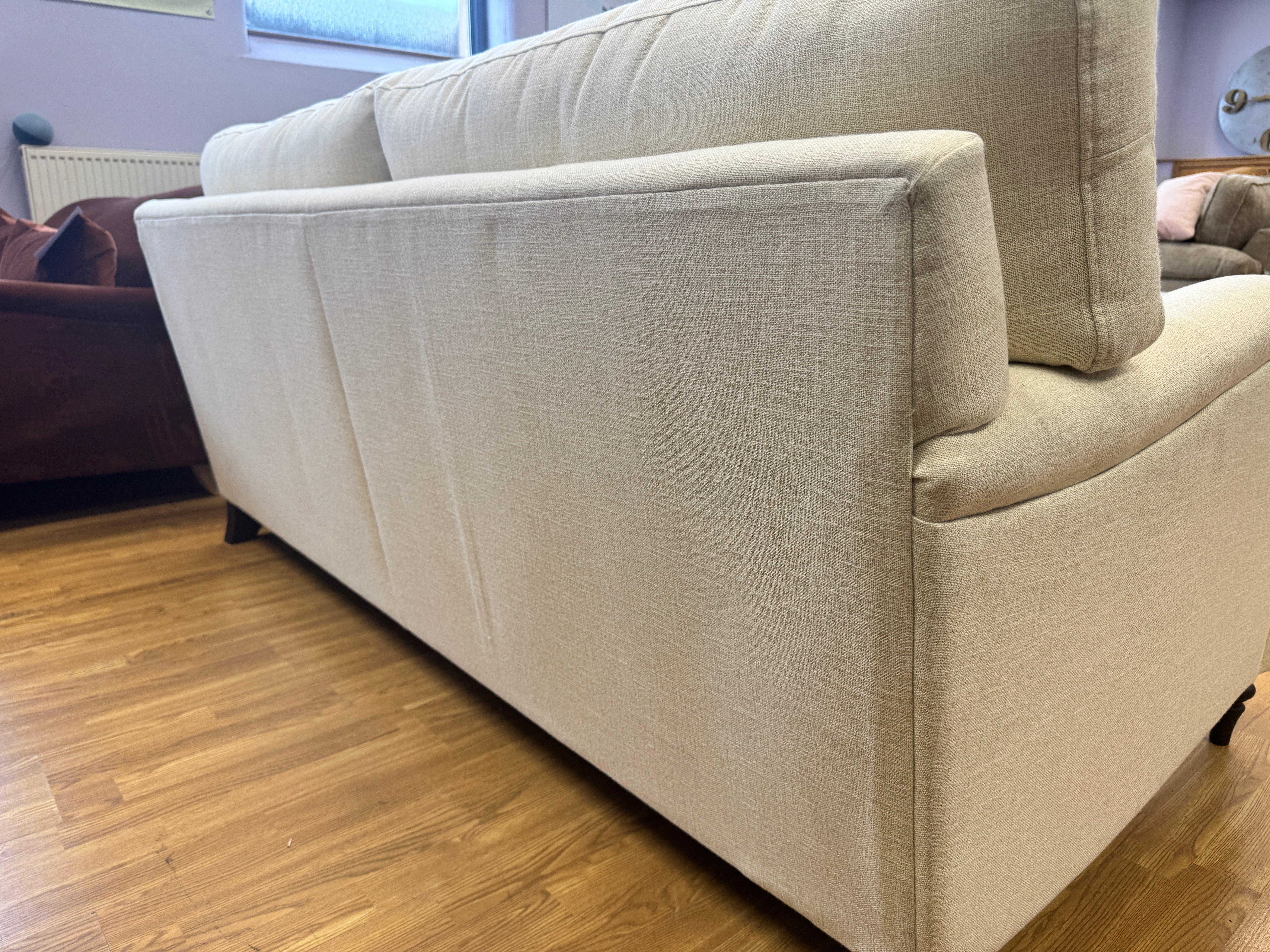 Otley 3 seater traditional style sofa in Chalk linen mix fabric