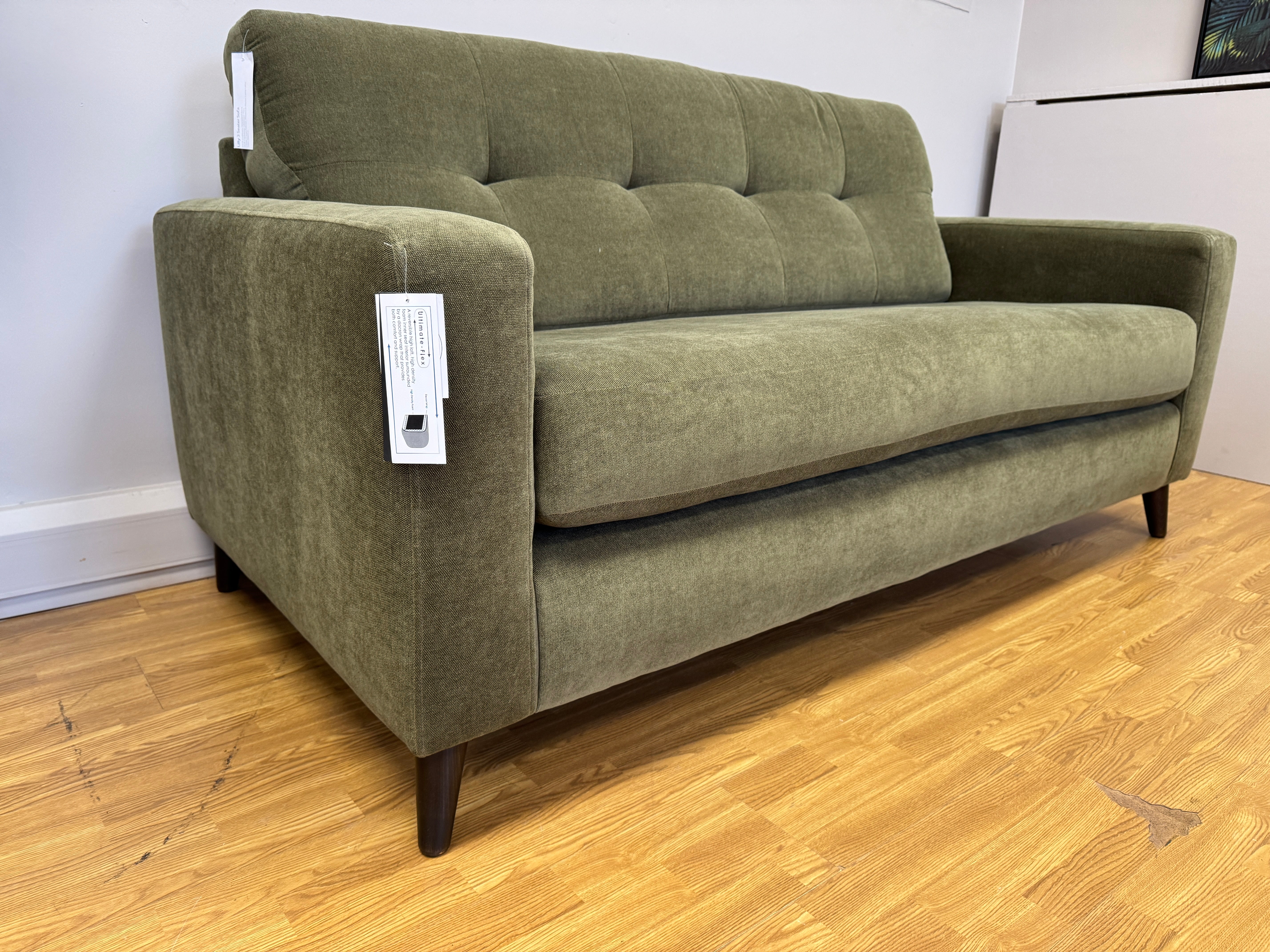 Lilly 3 seater bench seat sofa in Freya Palmer green fabric