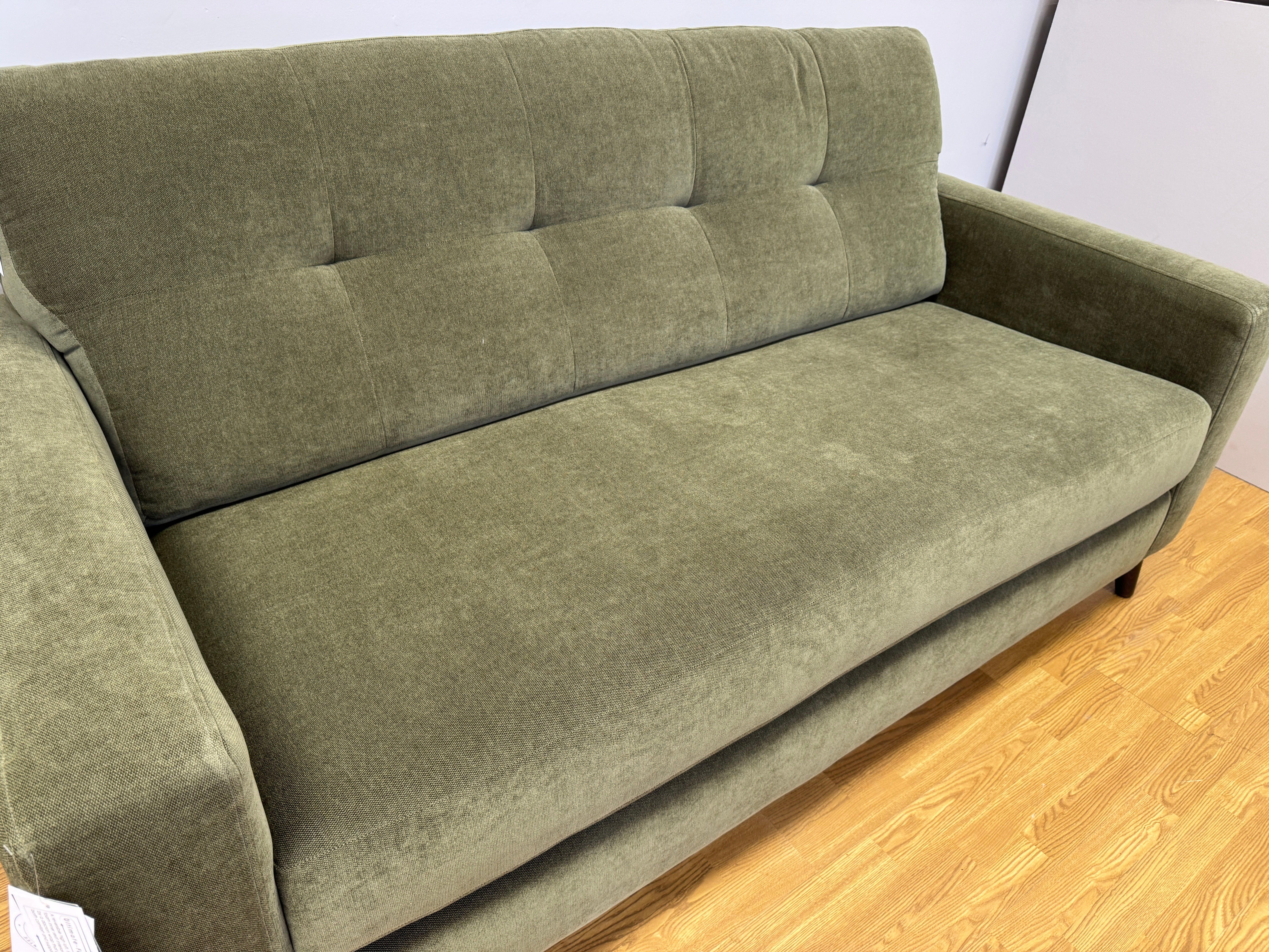 Lilly 3 seater bench seat sofa in Freya Palmer green fabric
