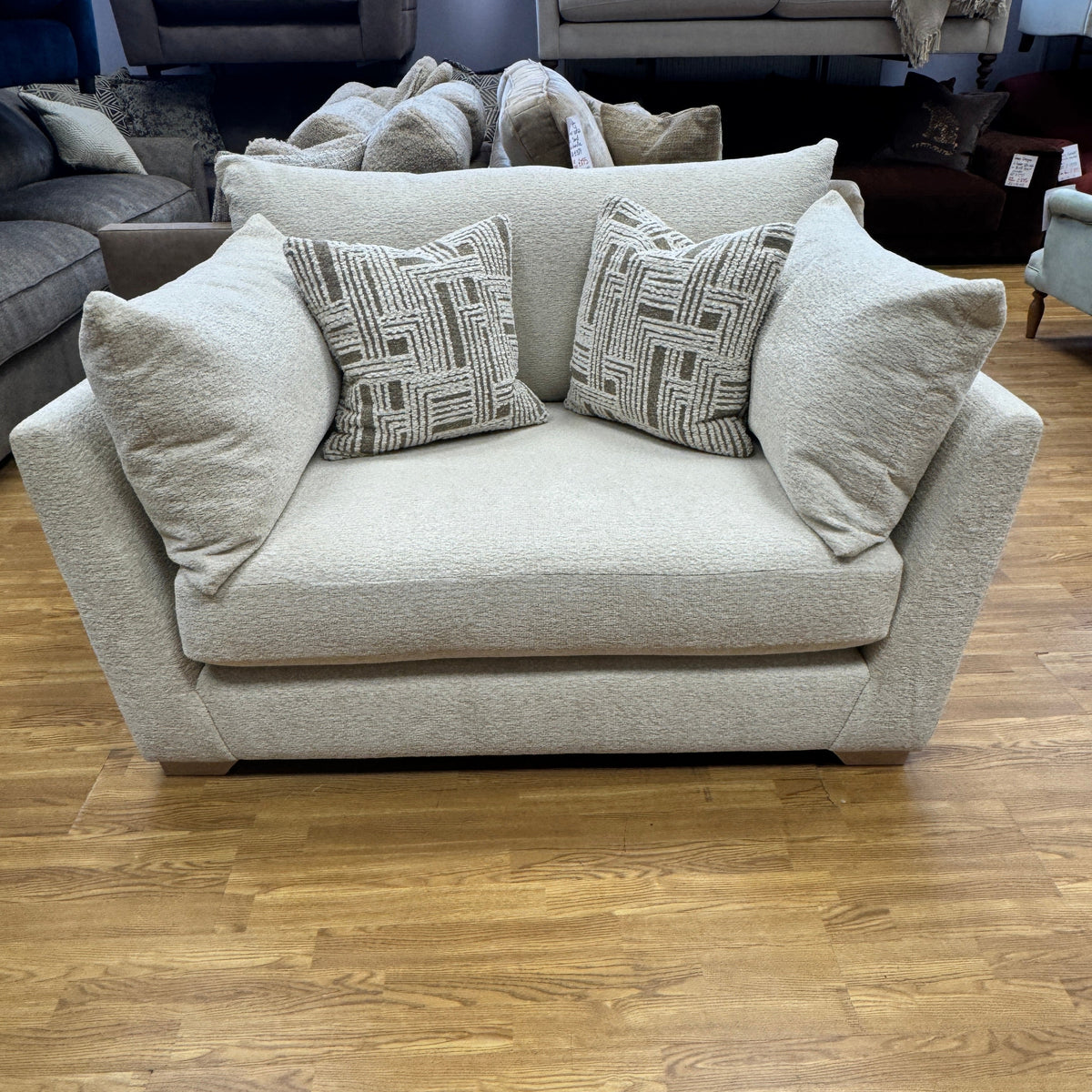 Tallulah large loveseat in cosy cream boucle fabric