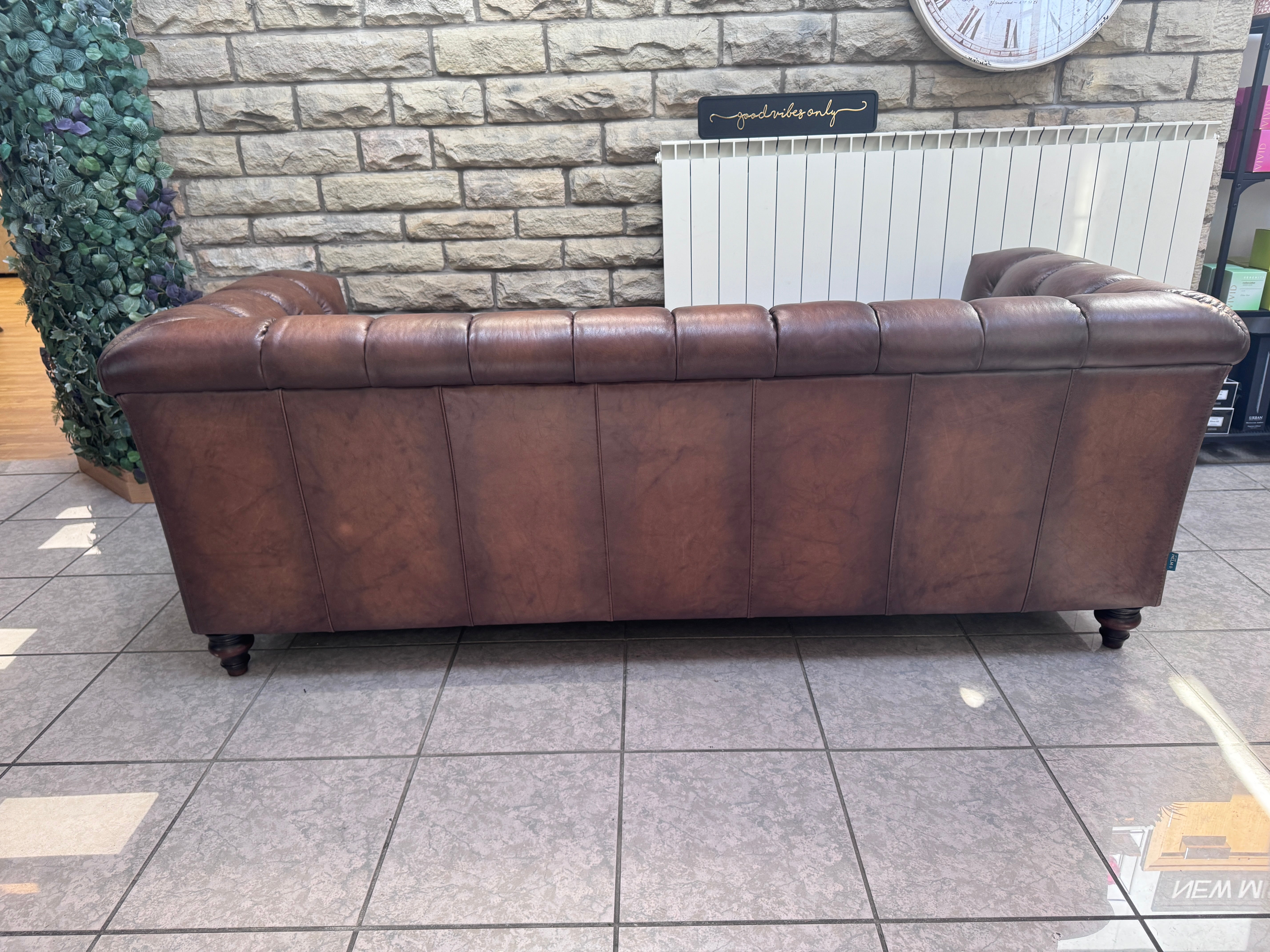 Wallace 3 seater Chesterfield sofa in full 1981 Saddle Leather