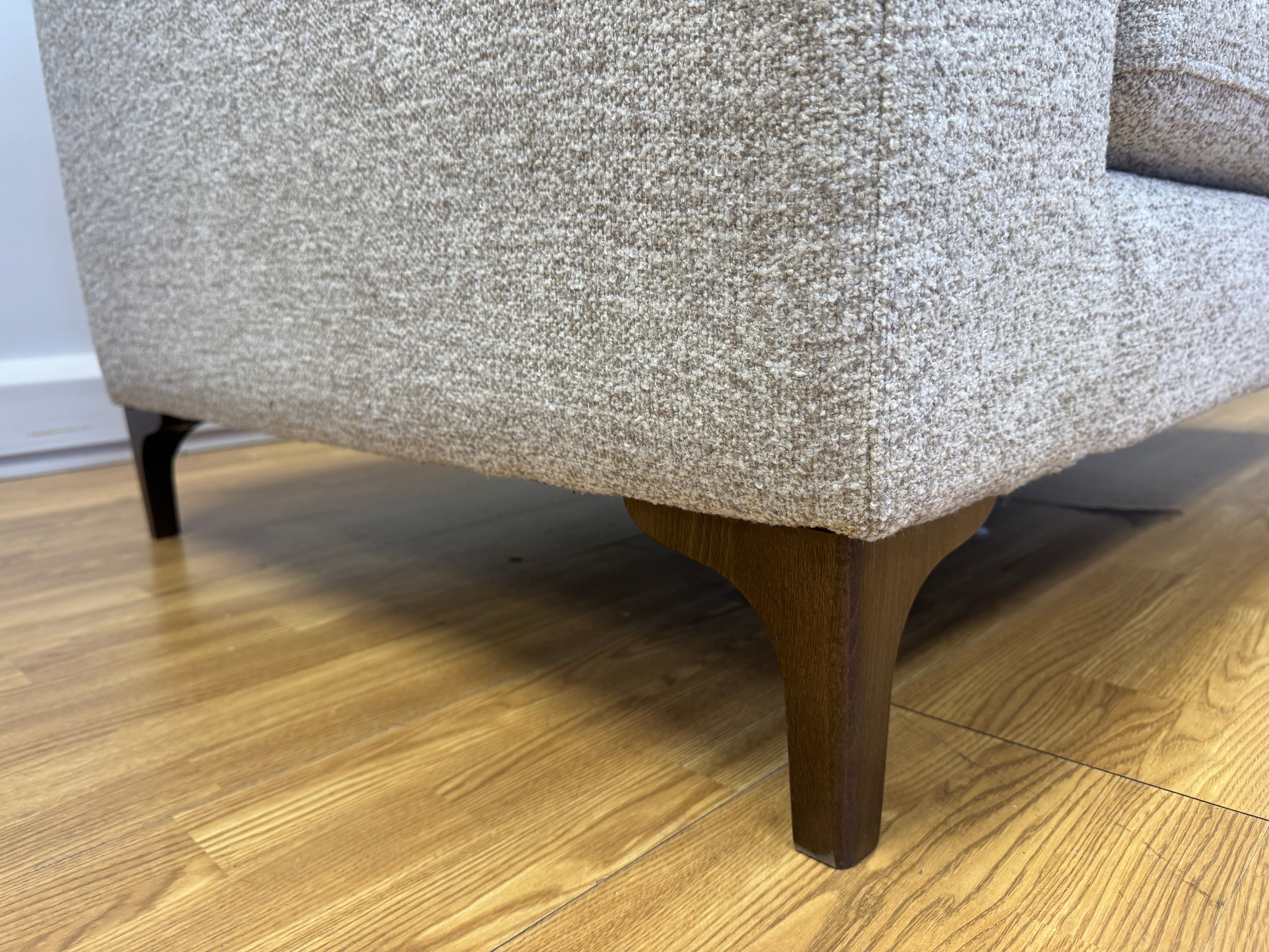 Mateo loveseat in mixed boucle weave natural fabric