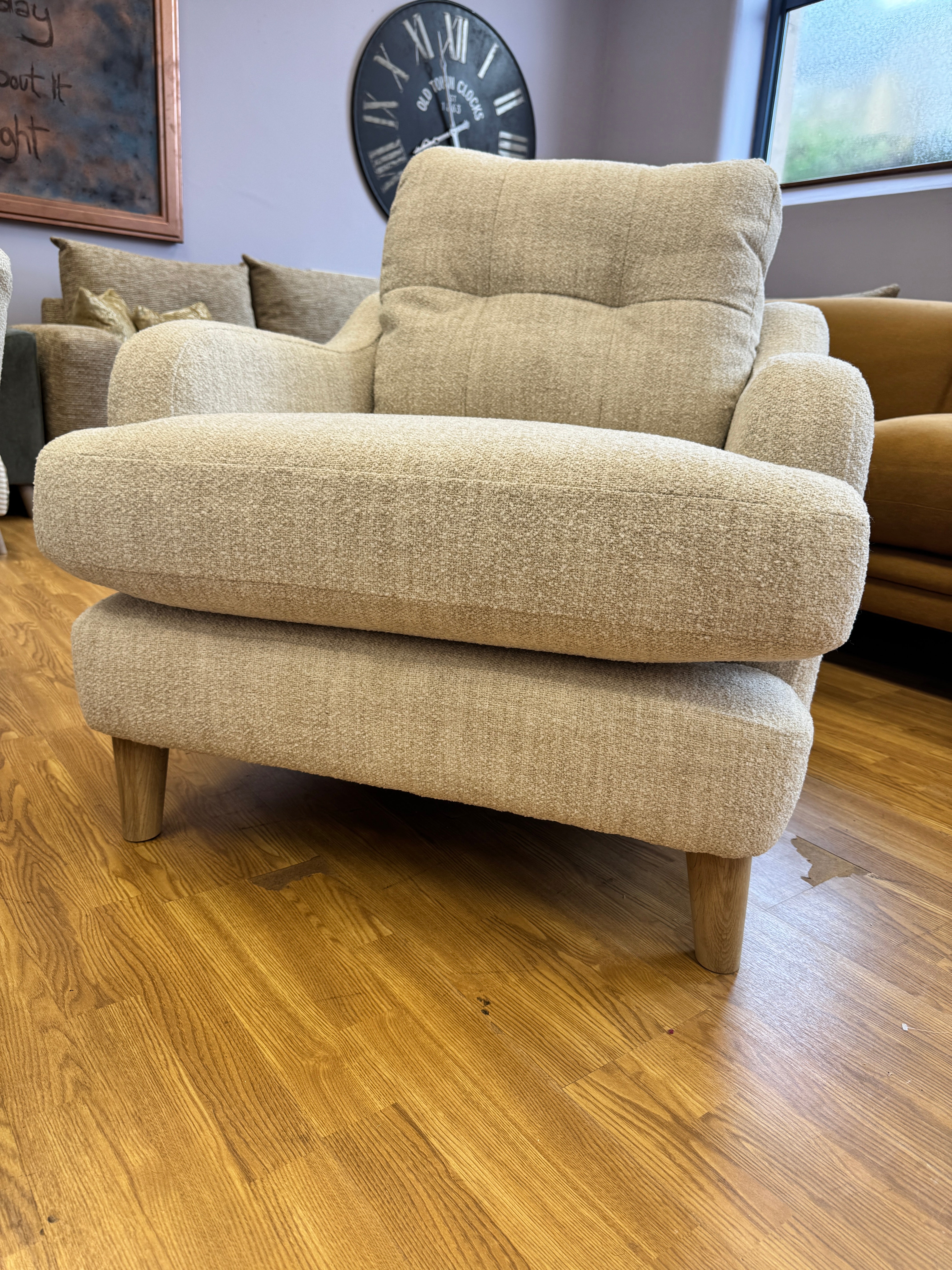 Rowan accent chair in Natural mix weave boucle fabric