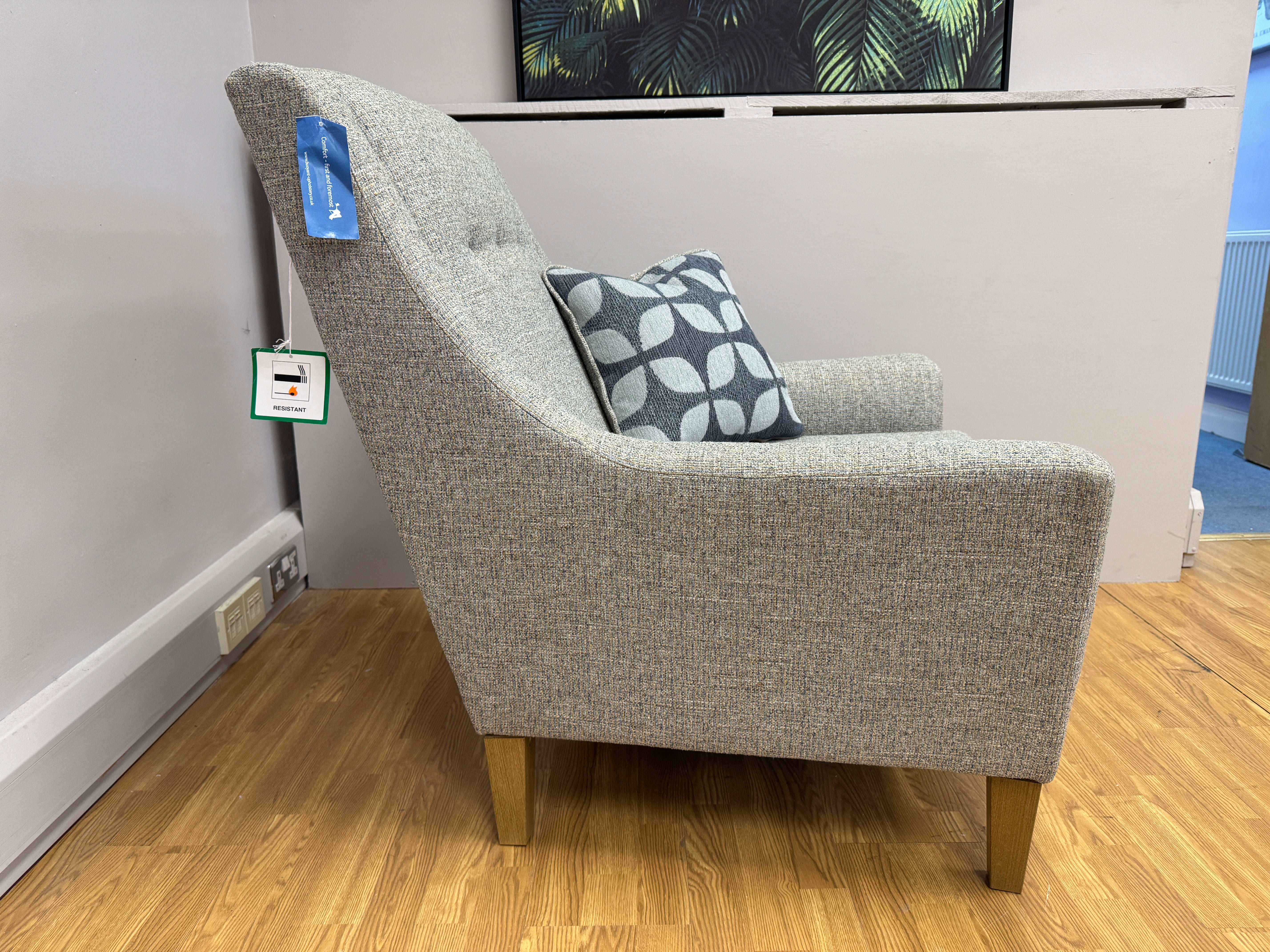 Spectre high back accent chair in Tilly Ocean fabric