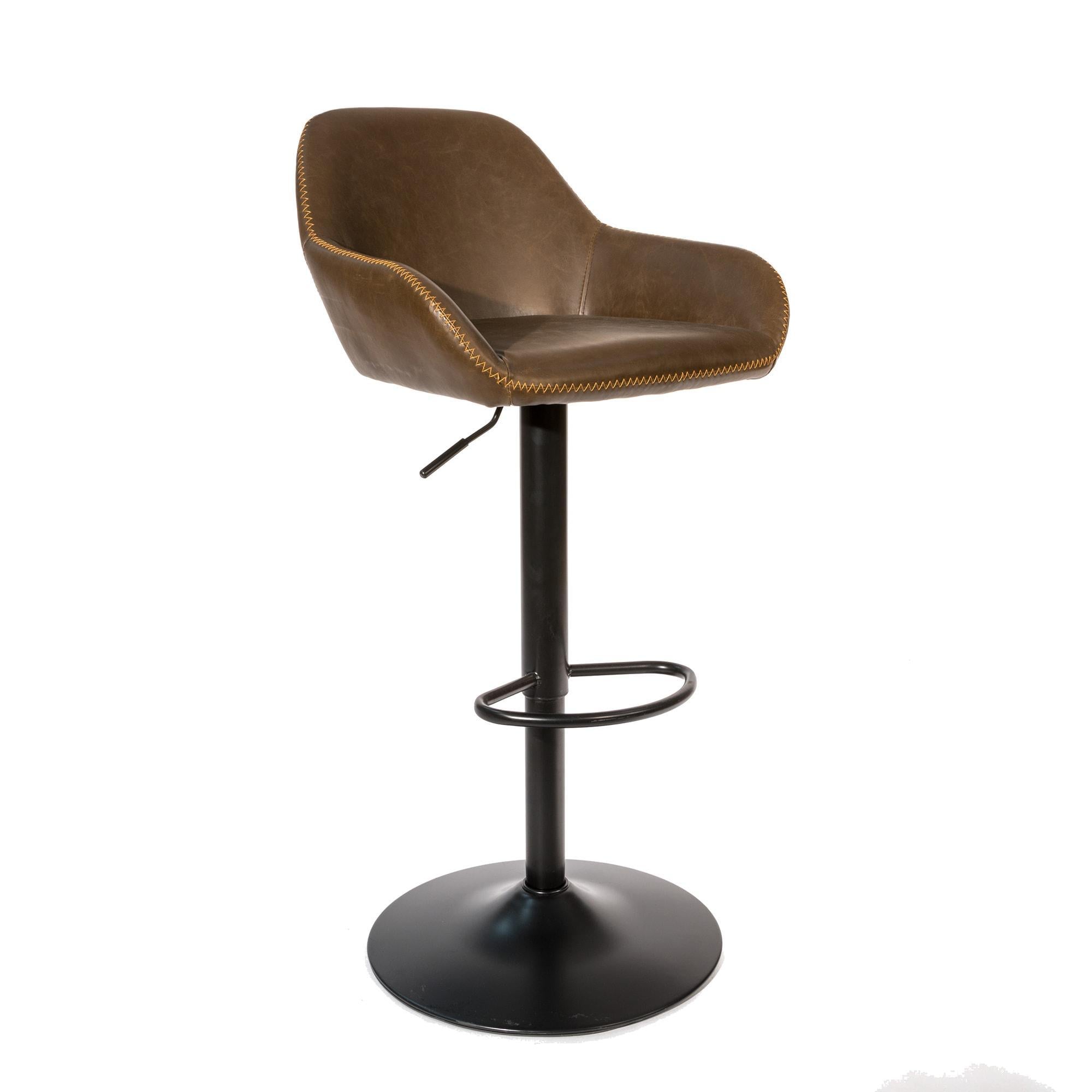 Chevy gas lift bar stool in vegan leather with baseball stitching