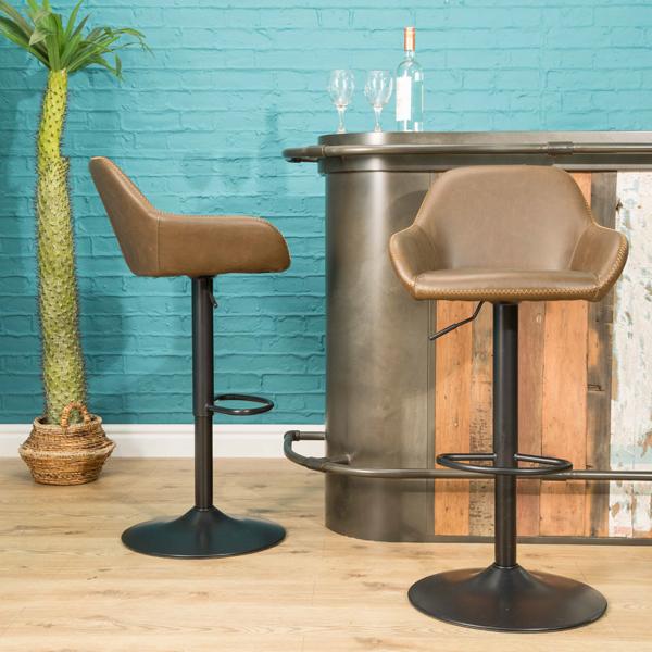 Chevy gas lift bar stool in Chestnut vegan leather