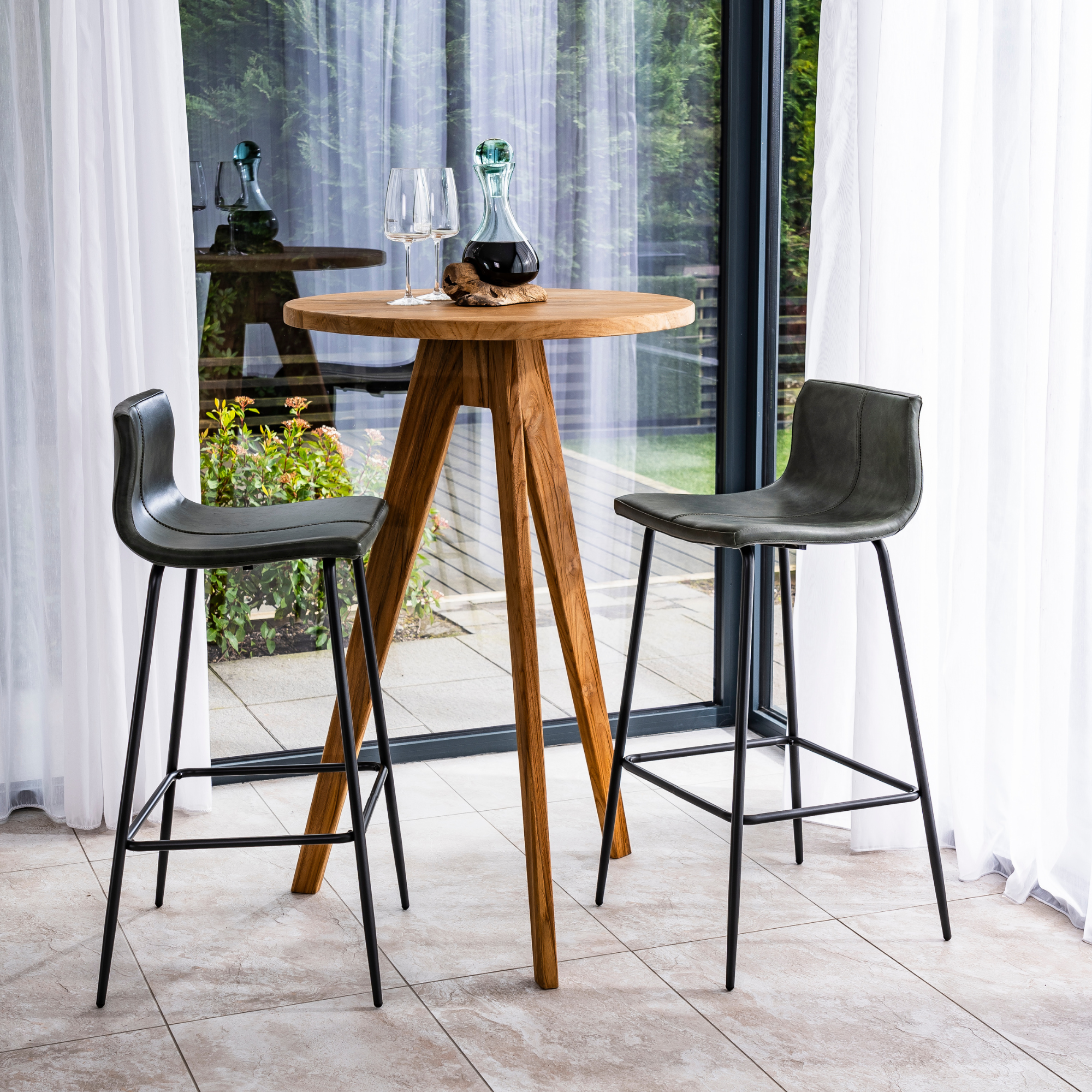 Olive wooden tripod bar table