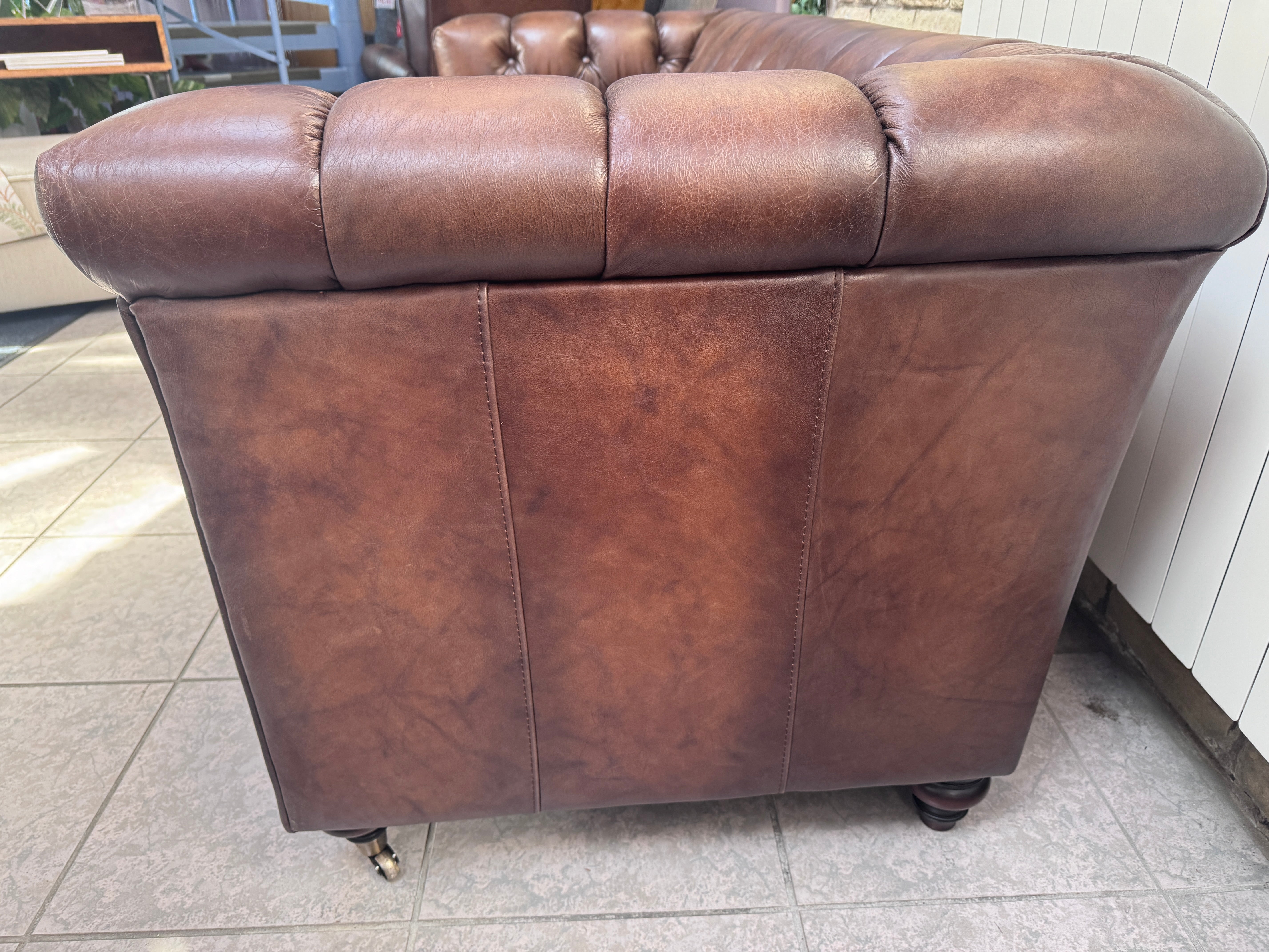 Wallace 3 seater Chesterfield sofa in full 1981 Saddle Leather