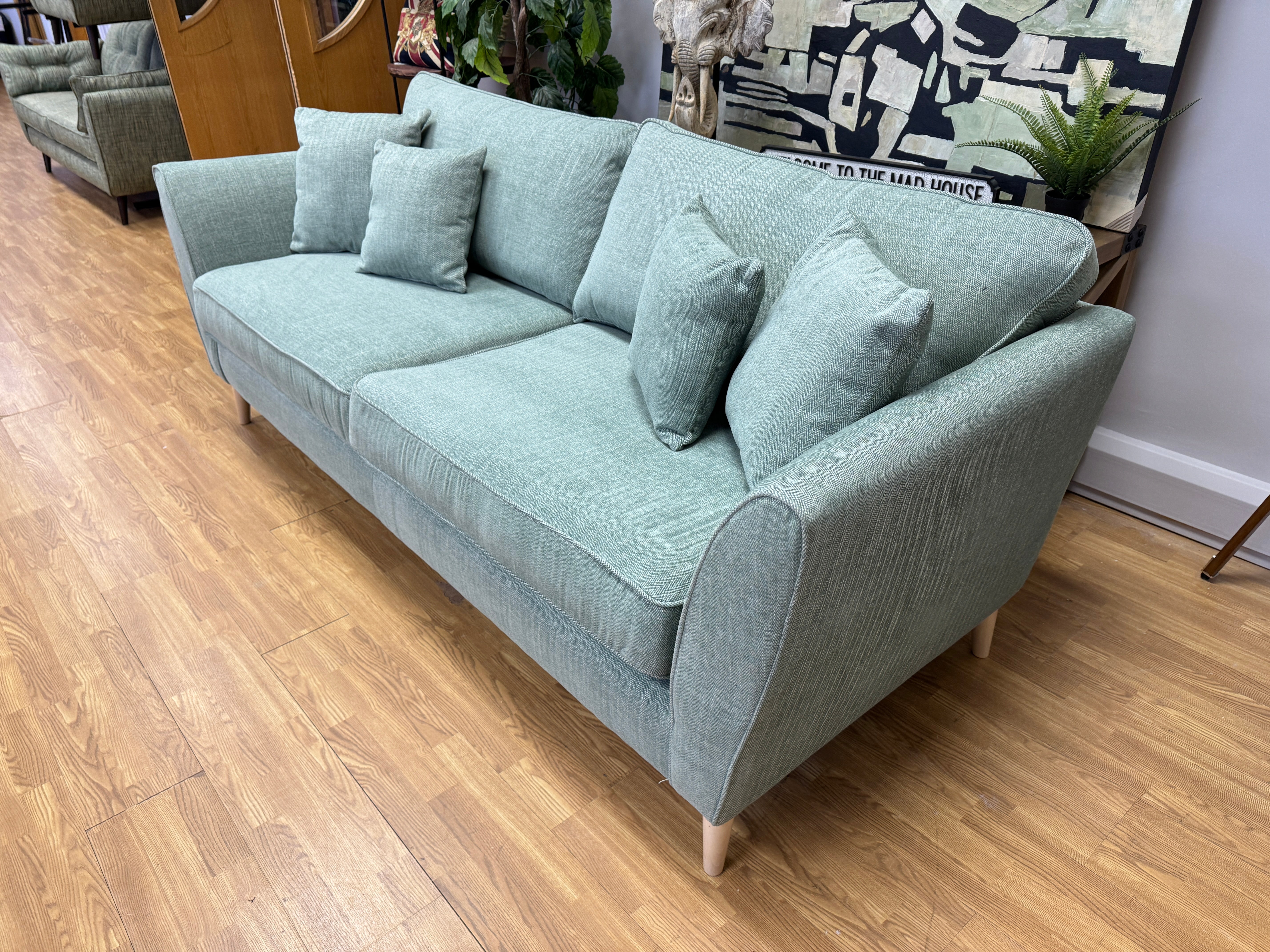 Sofology Canterbury 4 seater sofa in Delta Green Herringbone