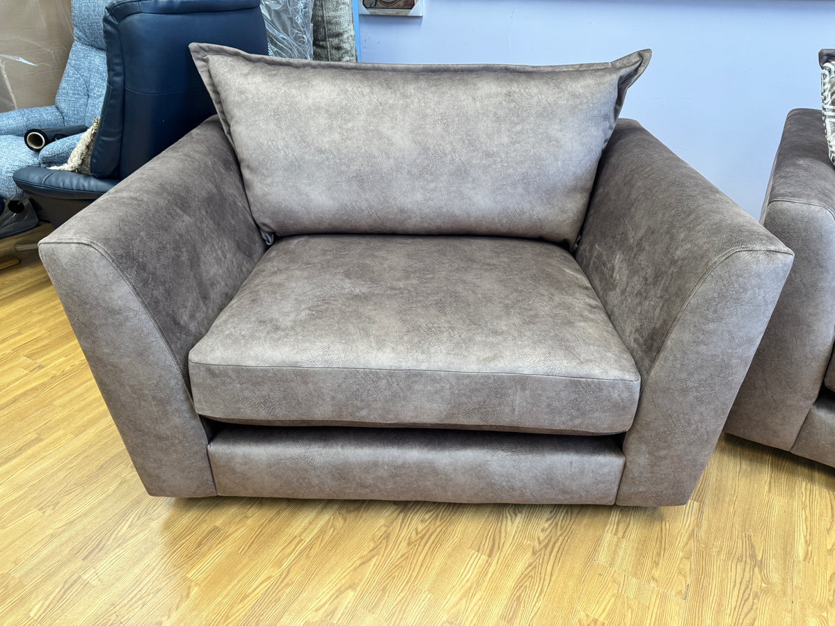 Matteo Large Loveseat / Cuddle chair in Kenzo Chocolate brown marble velvet