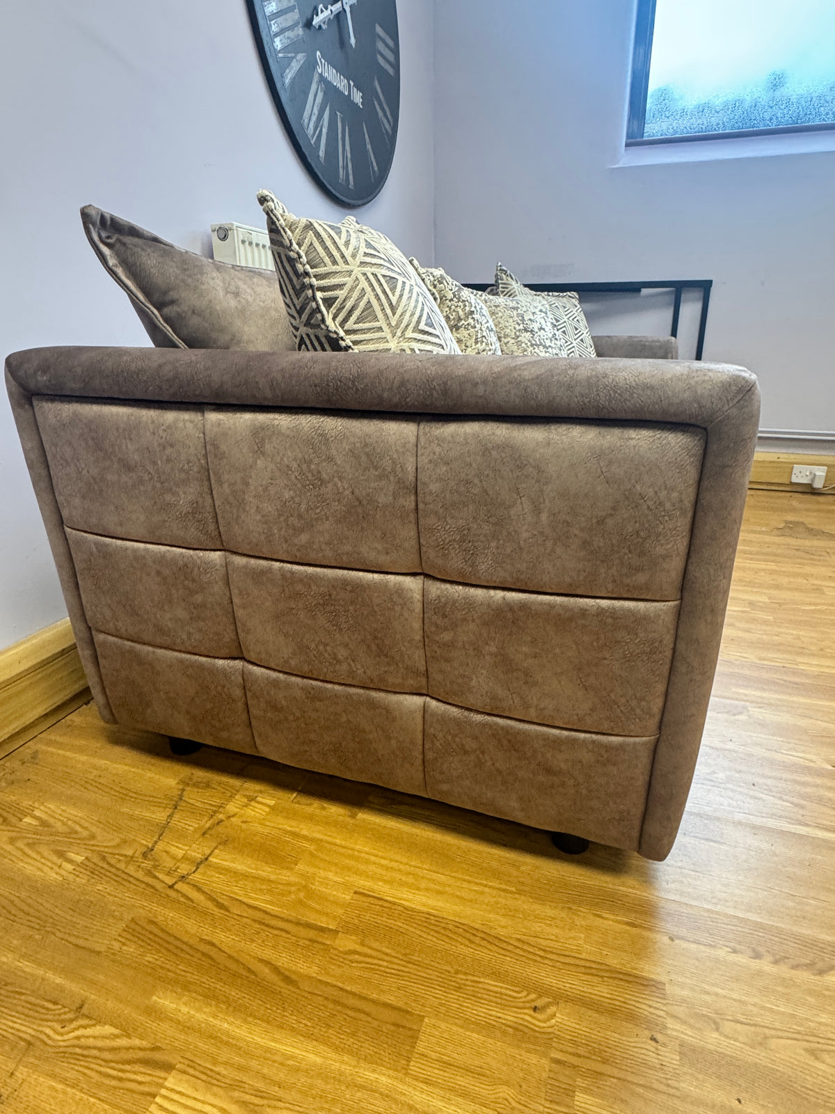 Matteo 4 seater split sofa in Kenzo Chocolate brown marble velvet