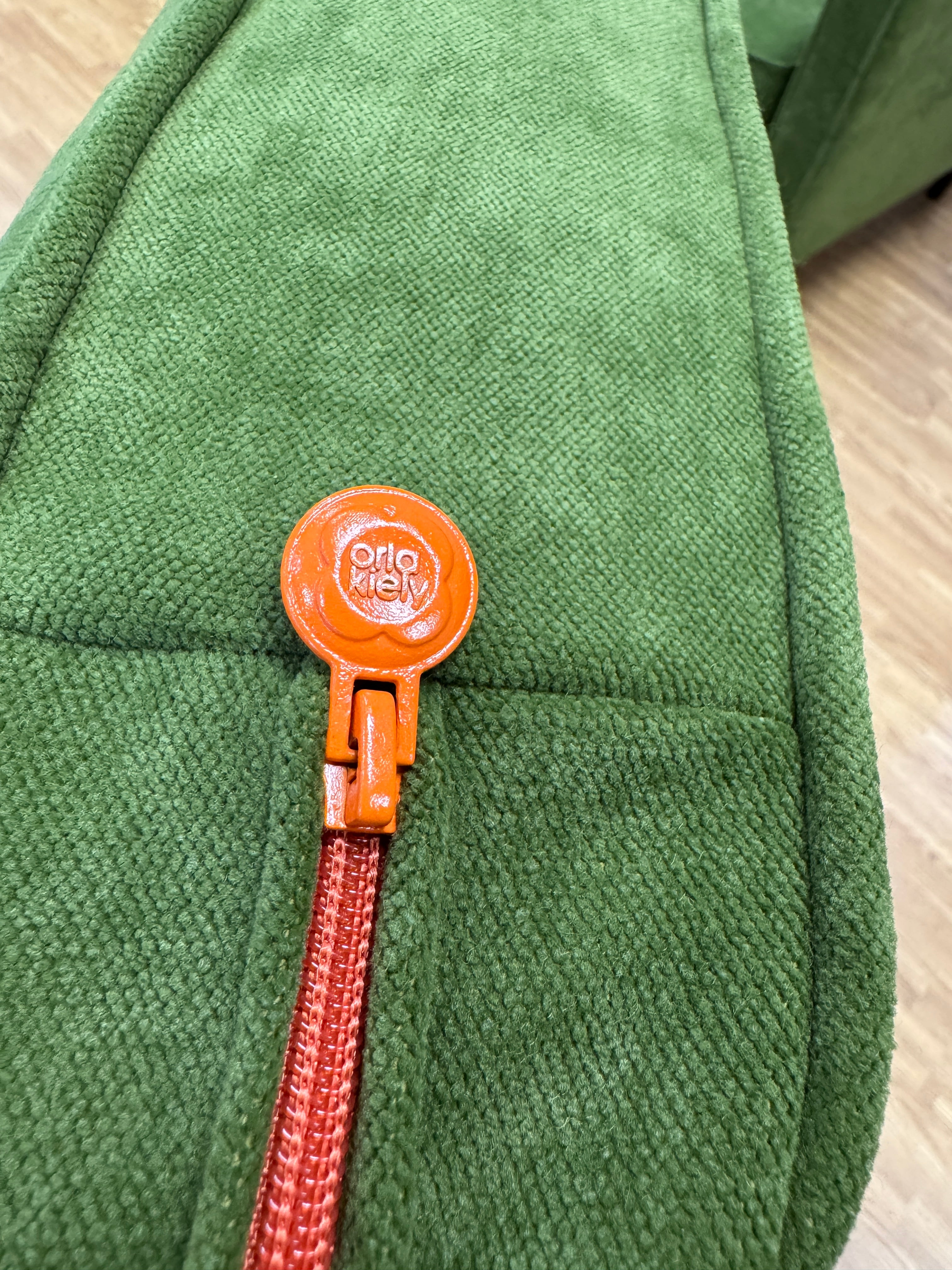 Retro large 4 seater bench back sofa in Seagrass green velvet