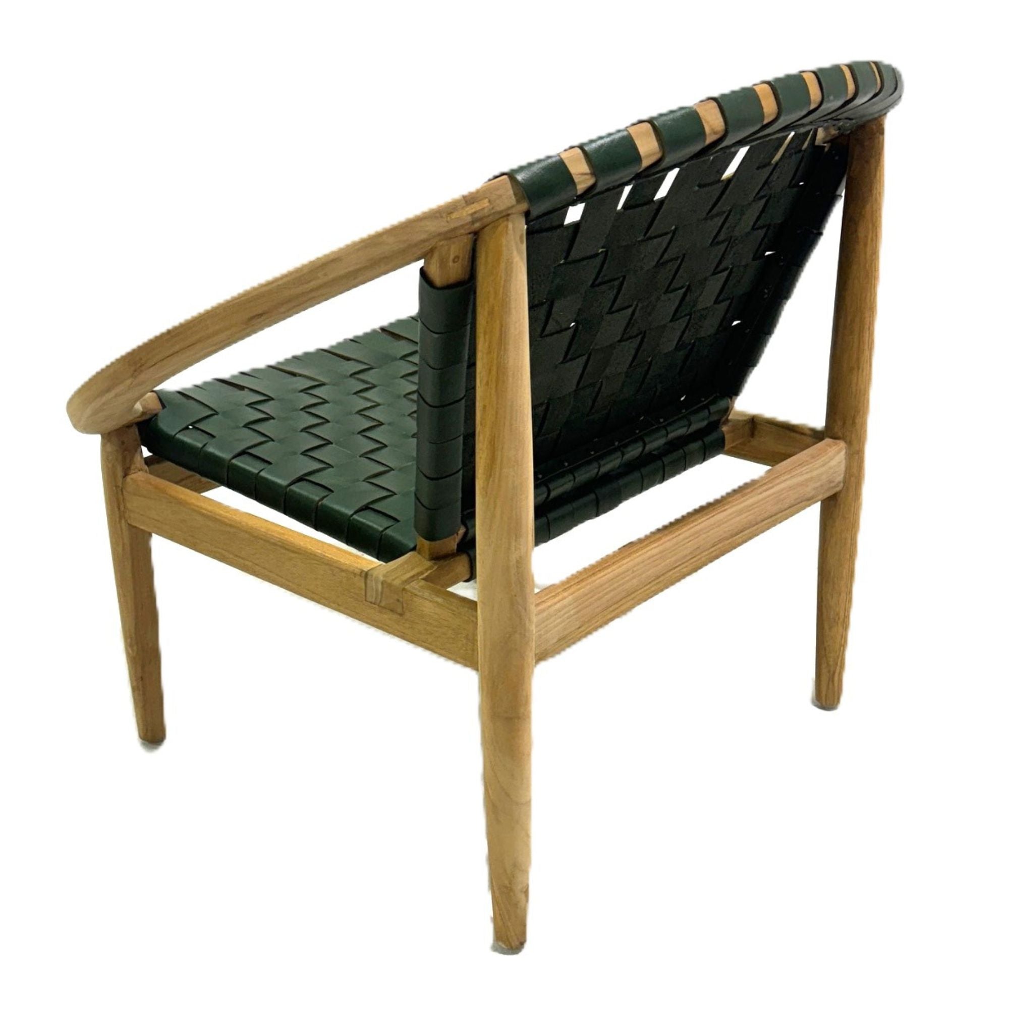 Gladstone moon shape wooden frame leather accent chair