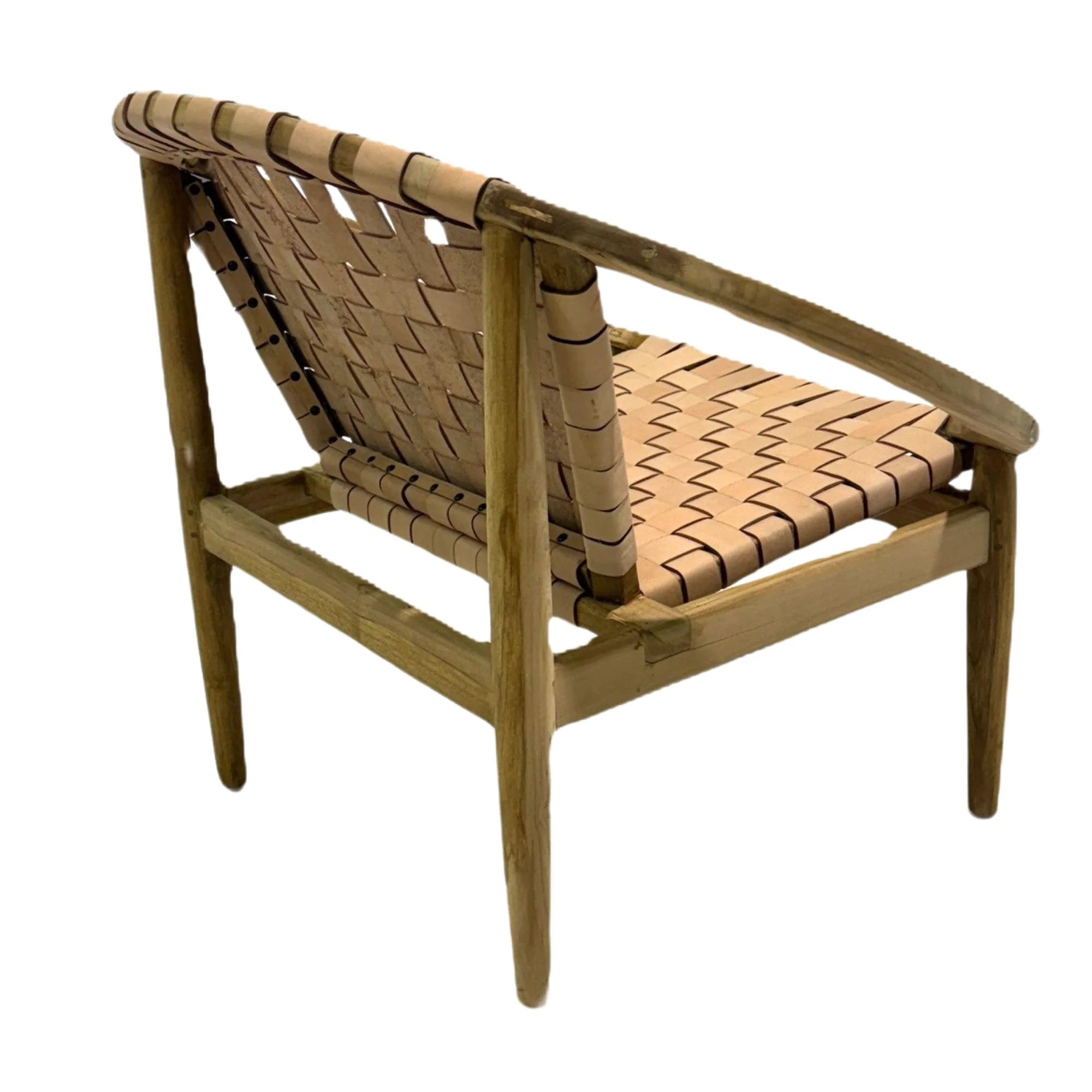 Gladstone moon shape wooden frame leather accent chair