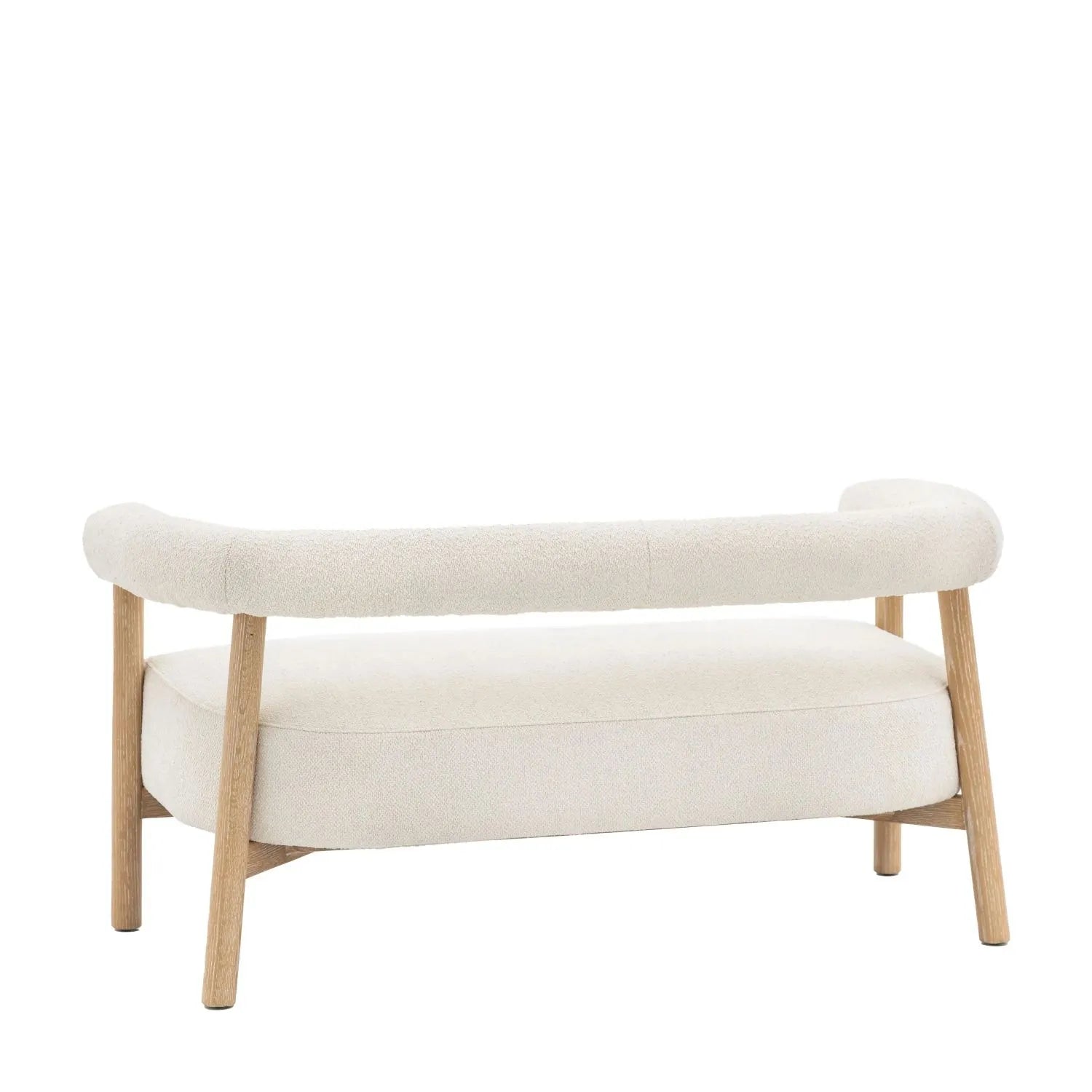 Acera cream boucle 2 seater sofa with light wood frame