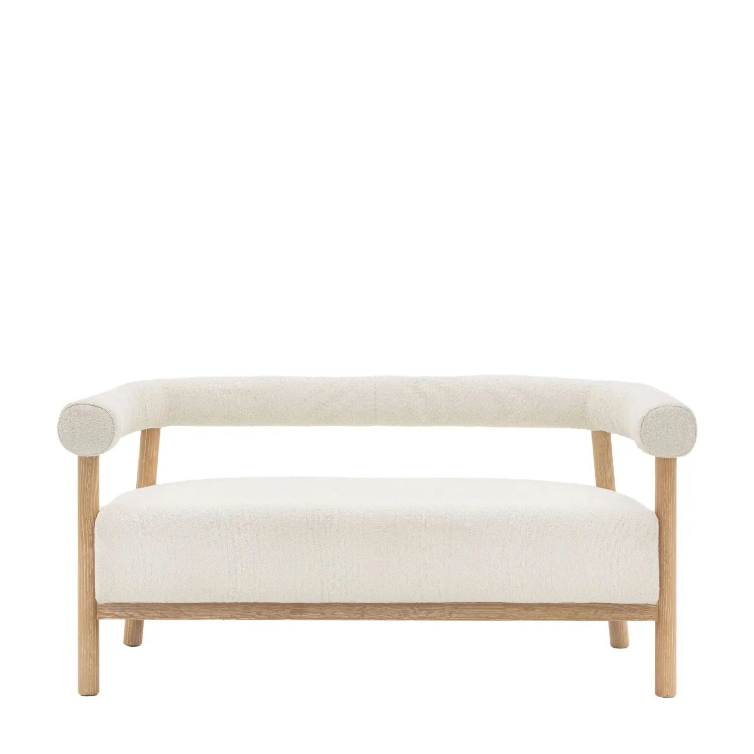 Acera cream boucle 2 seater sofa with light wood frame