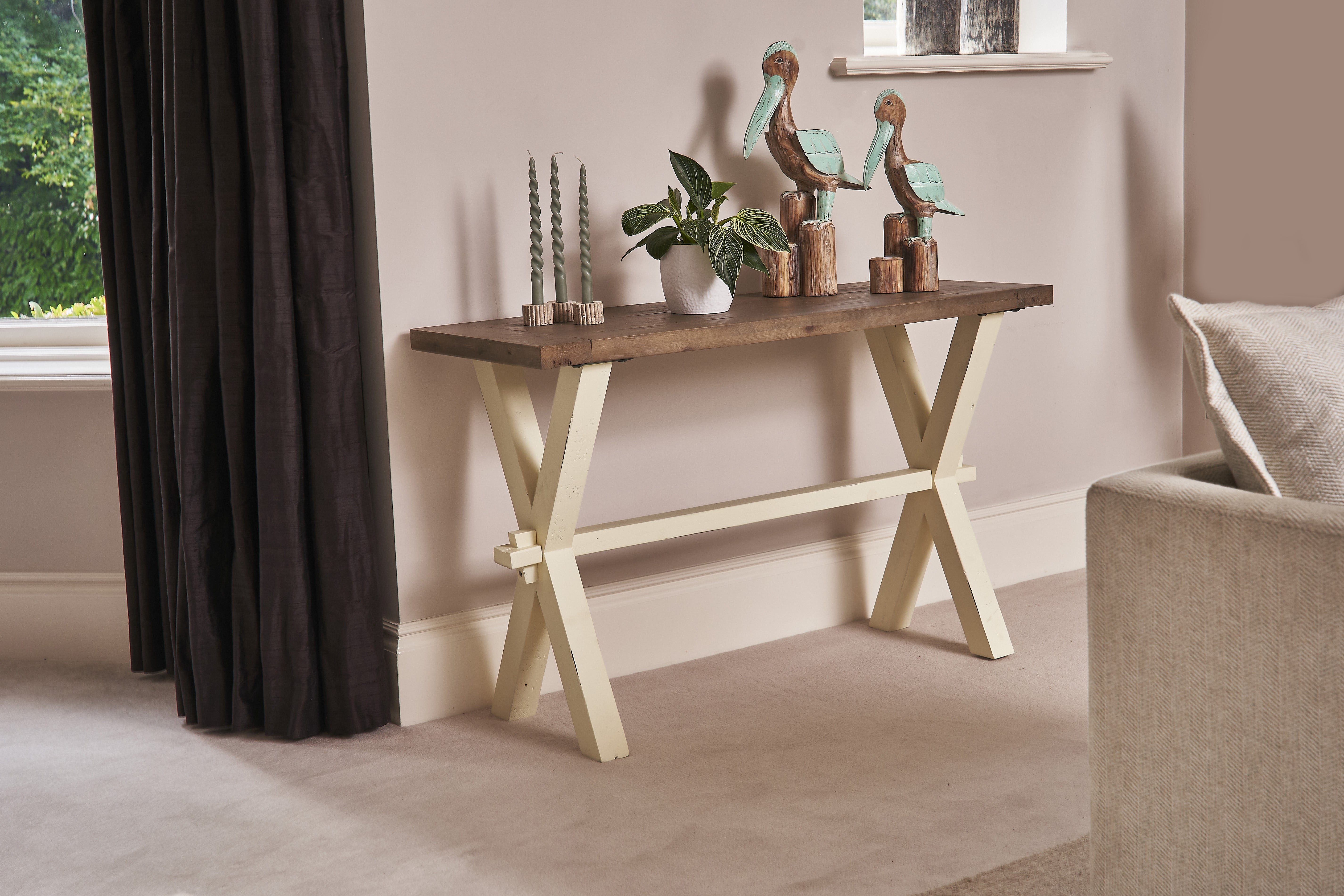 Walton 120cm solid pine two tone console table