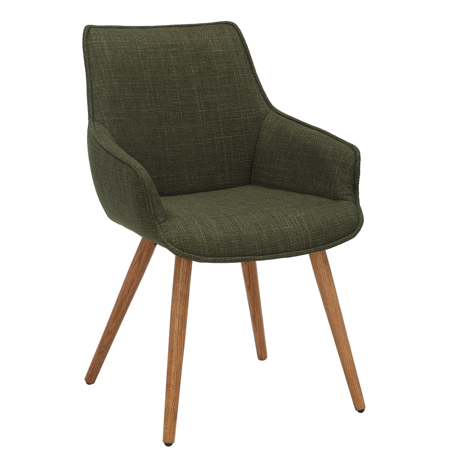 Bude carver style dining chair in olive green twill fabric