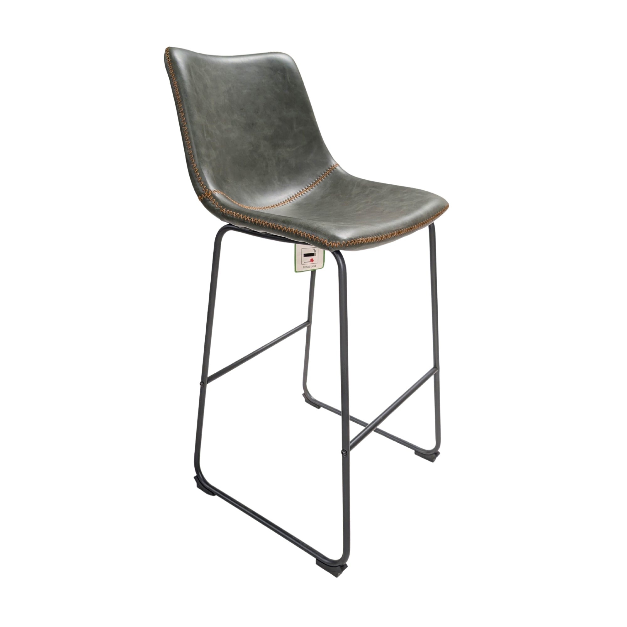 Cooper counter stool in vegan leather with baseball stitching