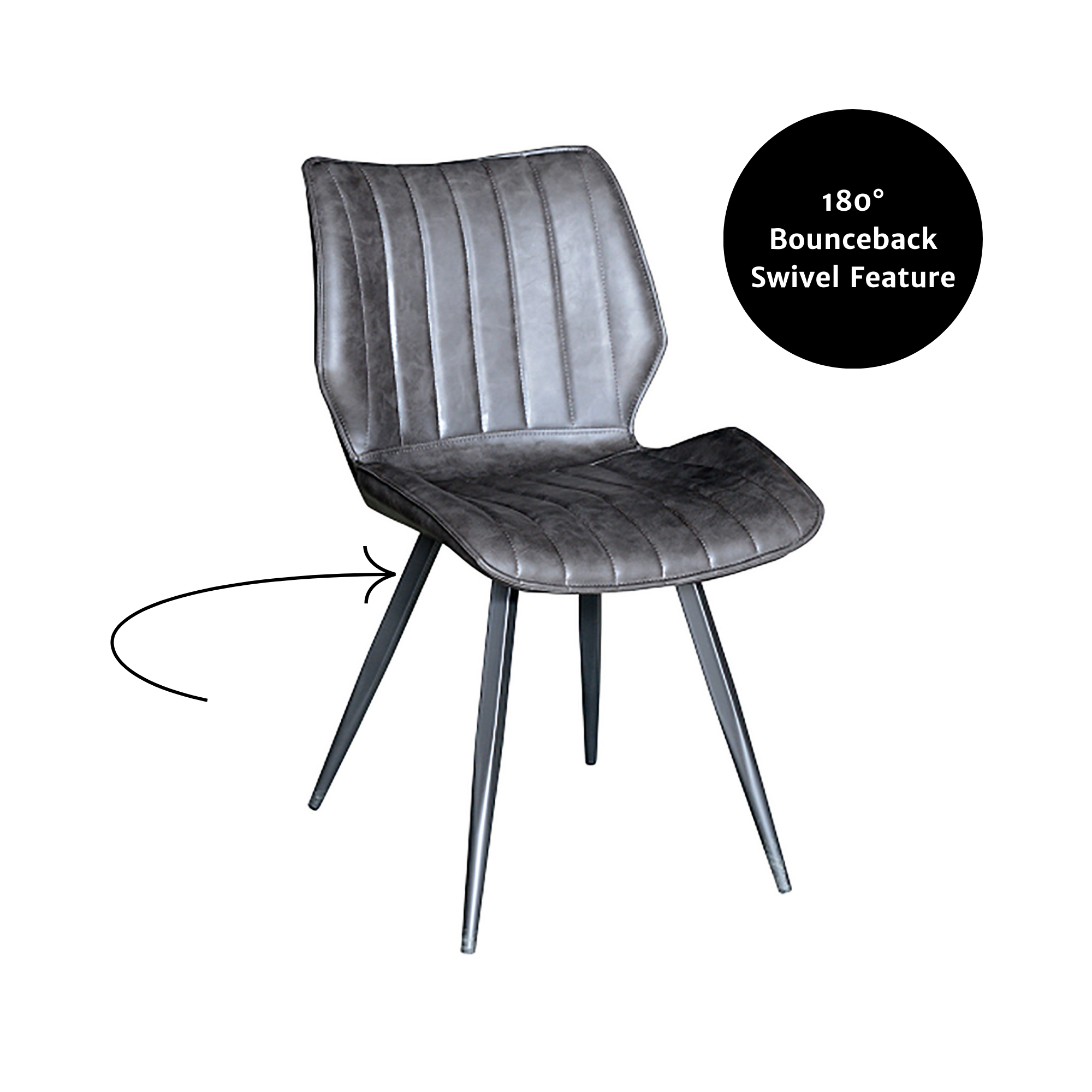 Alfa (pair of) dining chairs with 180 degree bounce back swivel feature